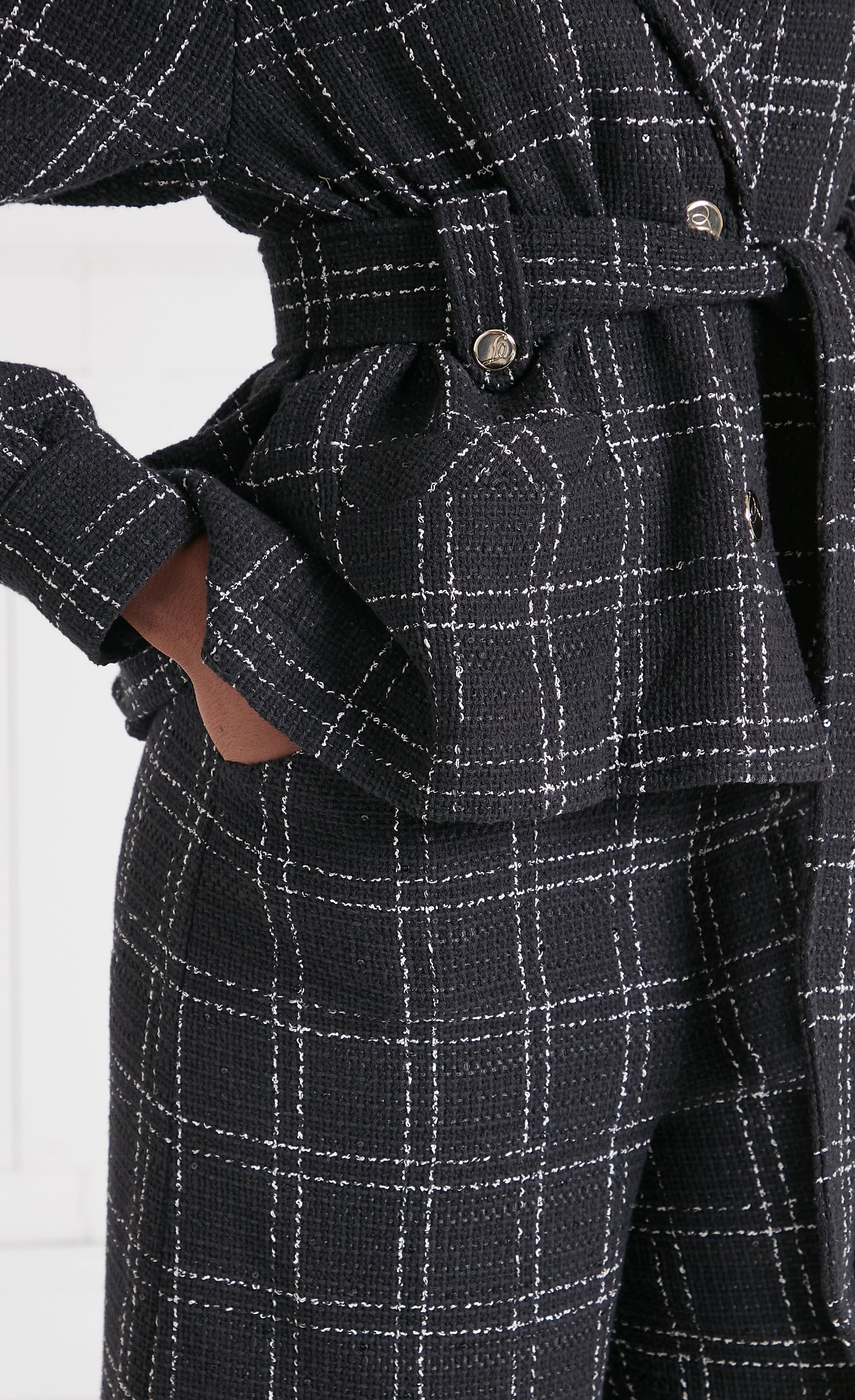 Colonel Belted Jacket - Black Check