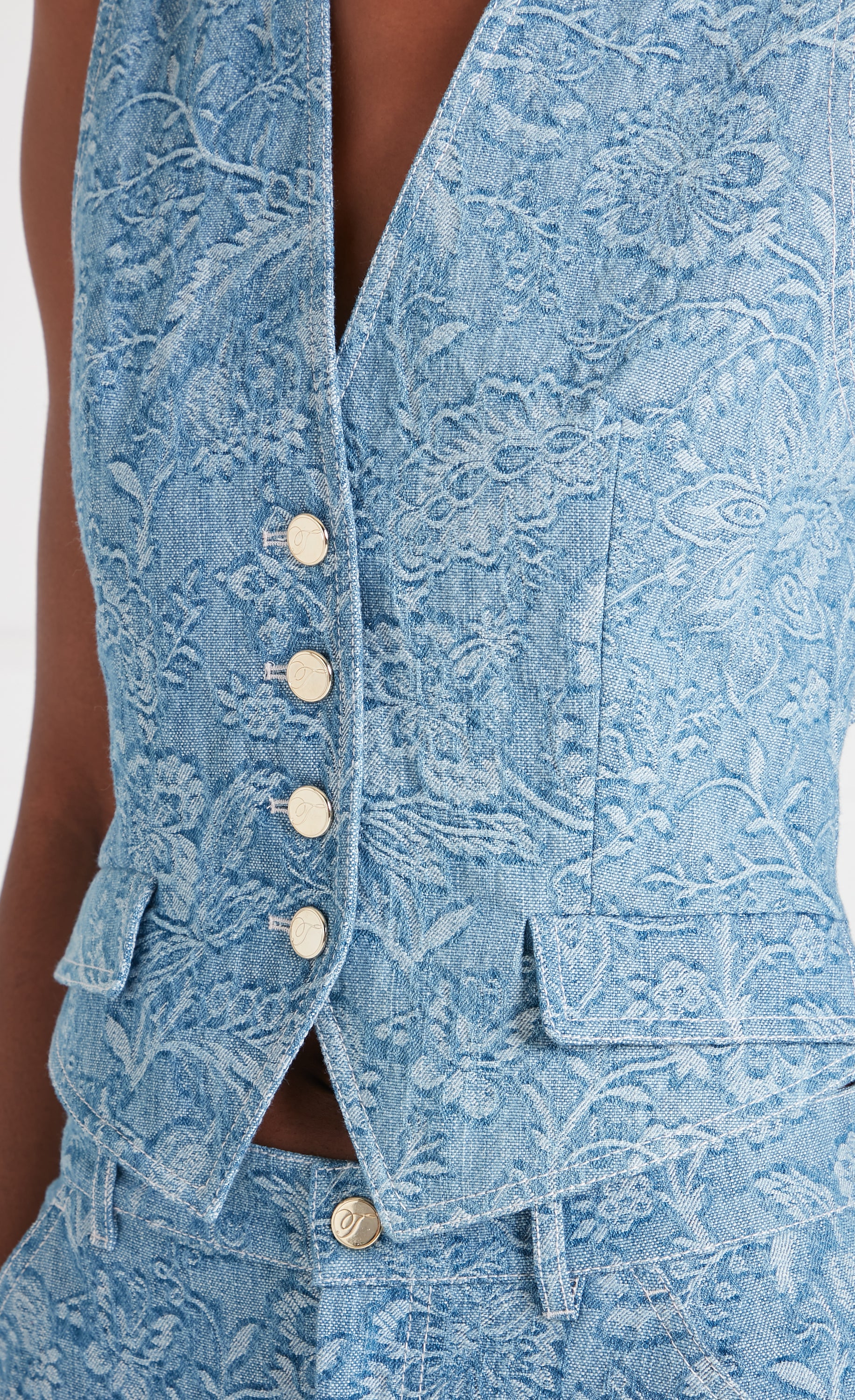 Francis Denim Waistcoat - Washed Blue