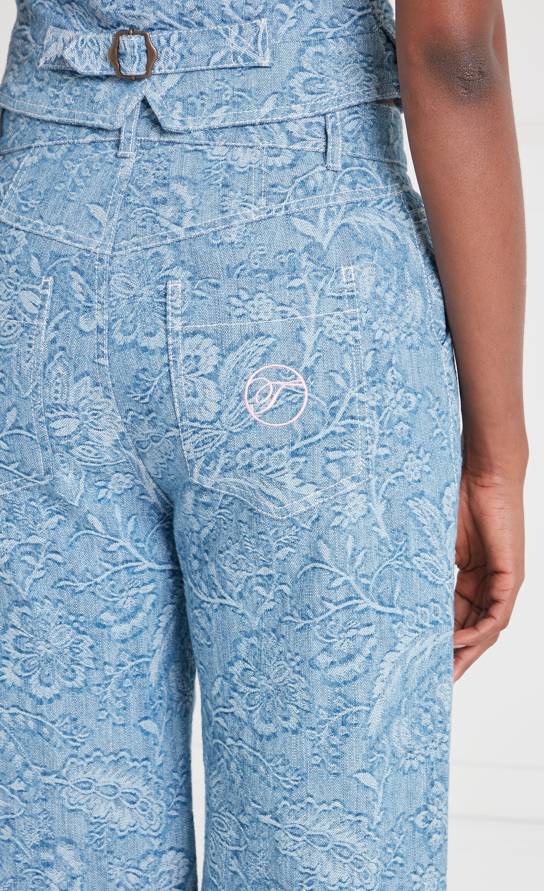 Francis Denim Wide Leg Trousers - Washed Blue