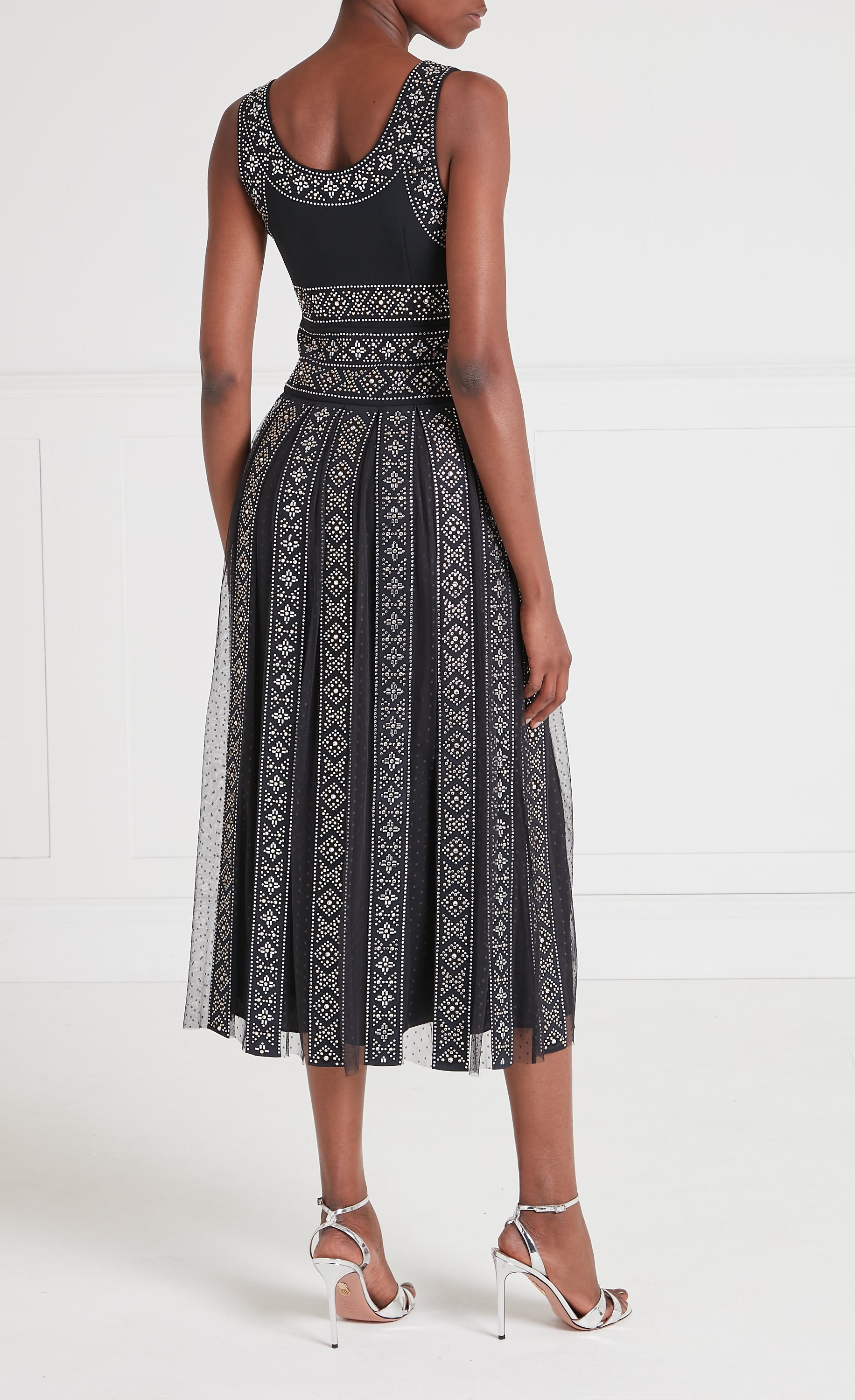 temperley london midi dress Black Embroidered Midi Dress