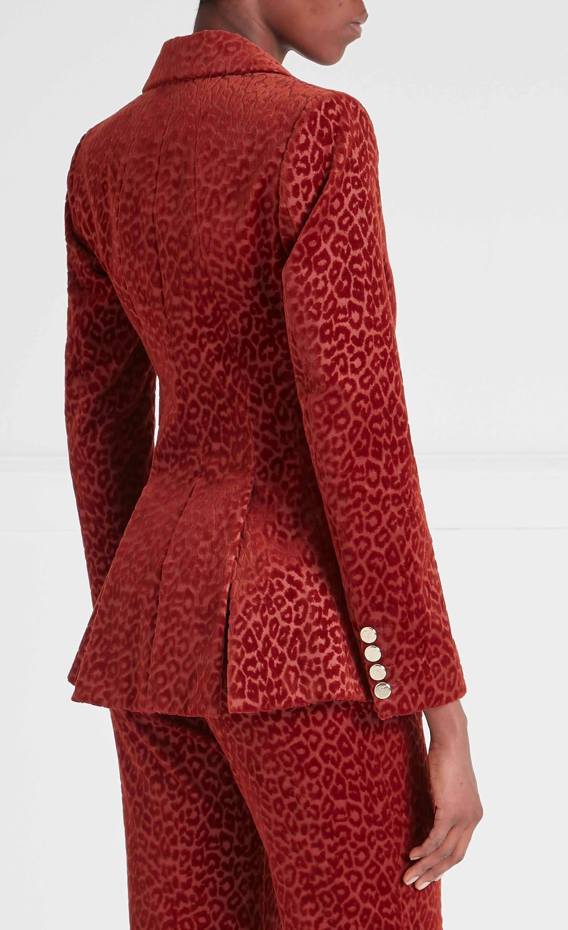 Lynx Velvet Double Breasted Jacket - Maple Leopard