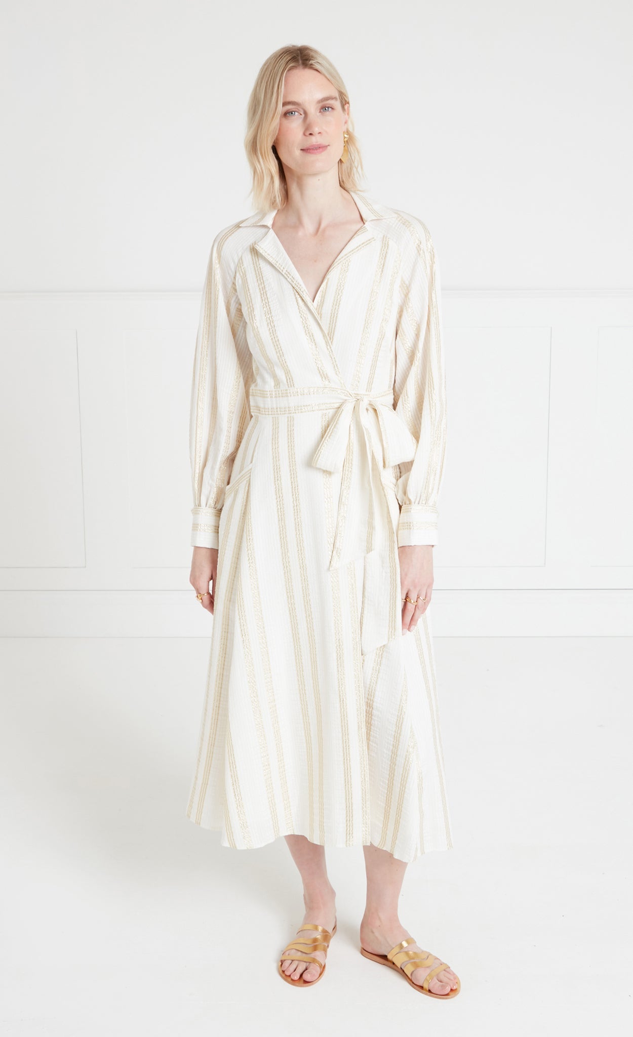 Temperley London - Benoto Wrap Dress - Cream & Gold - UK6 Temperley London - Benoto Wrap Dress - Cream & Gold - UK6