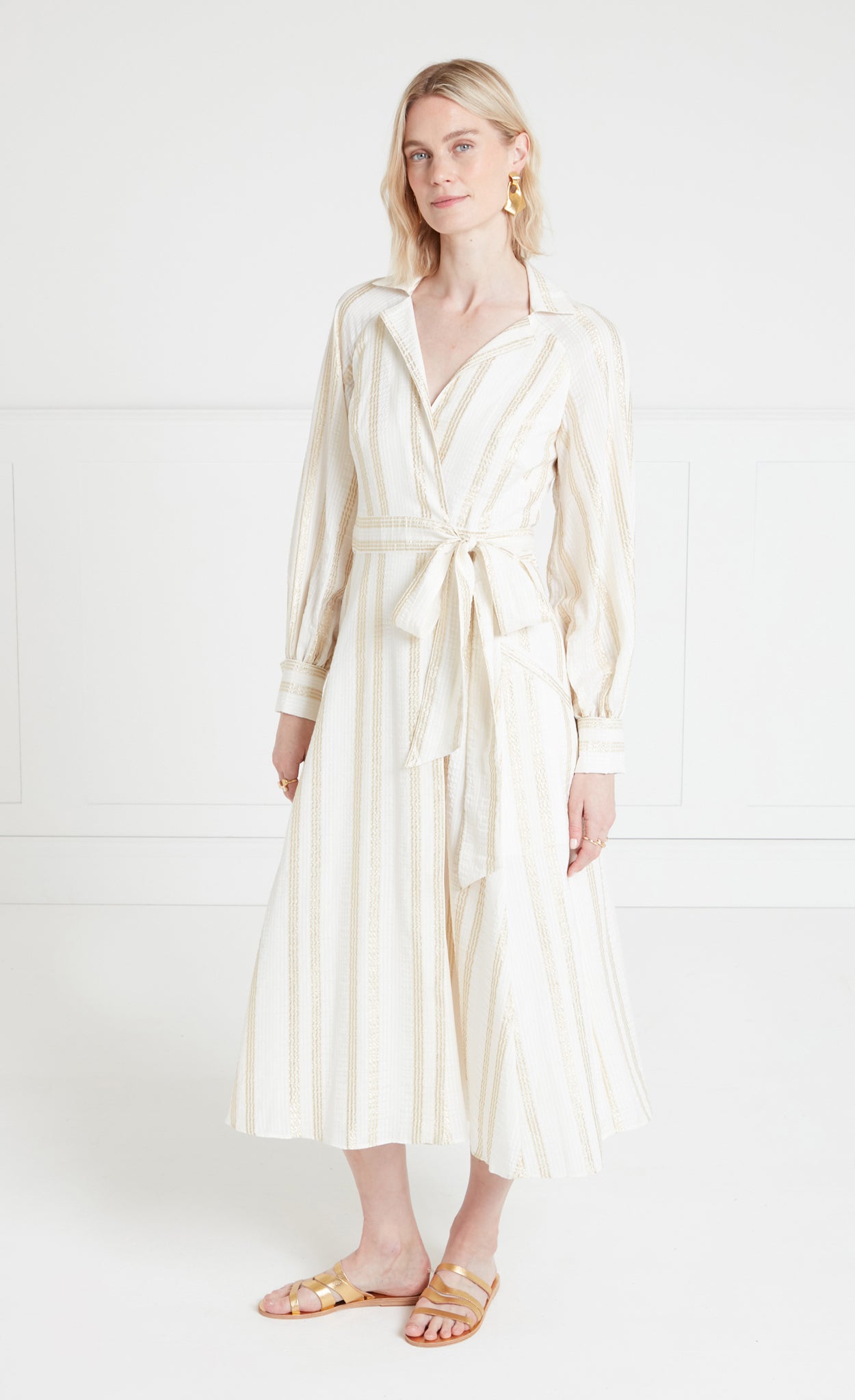 Benoto Wrap Dress - Cream/Gold