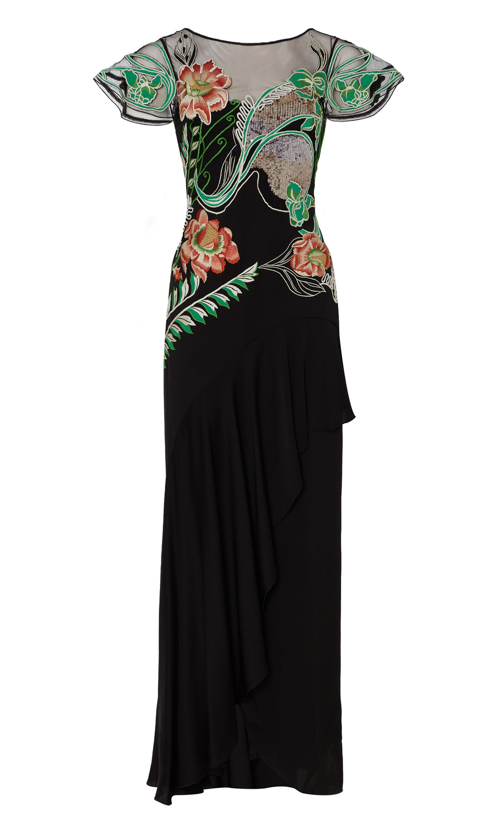 Gracia Ruffle Gown - Black