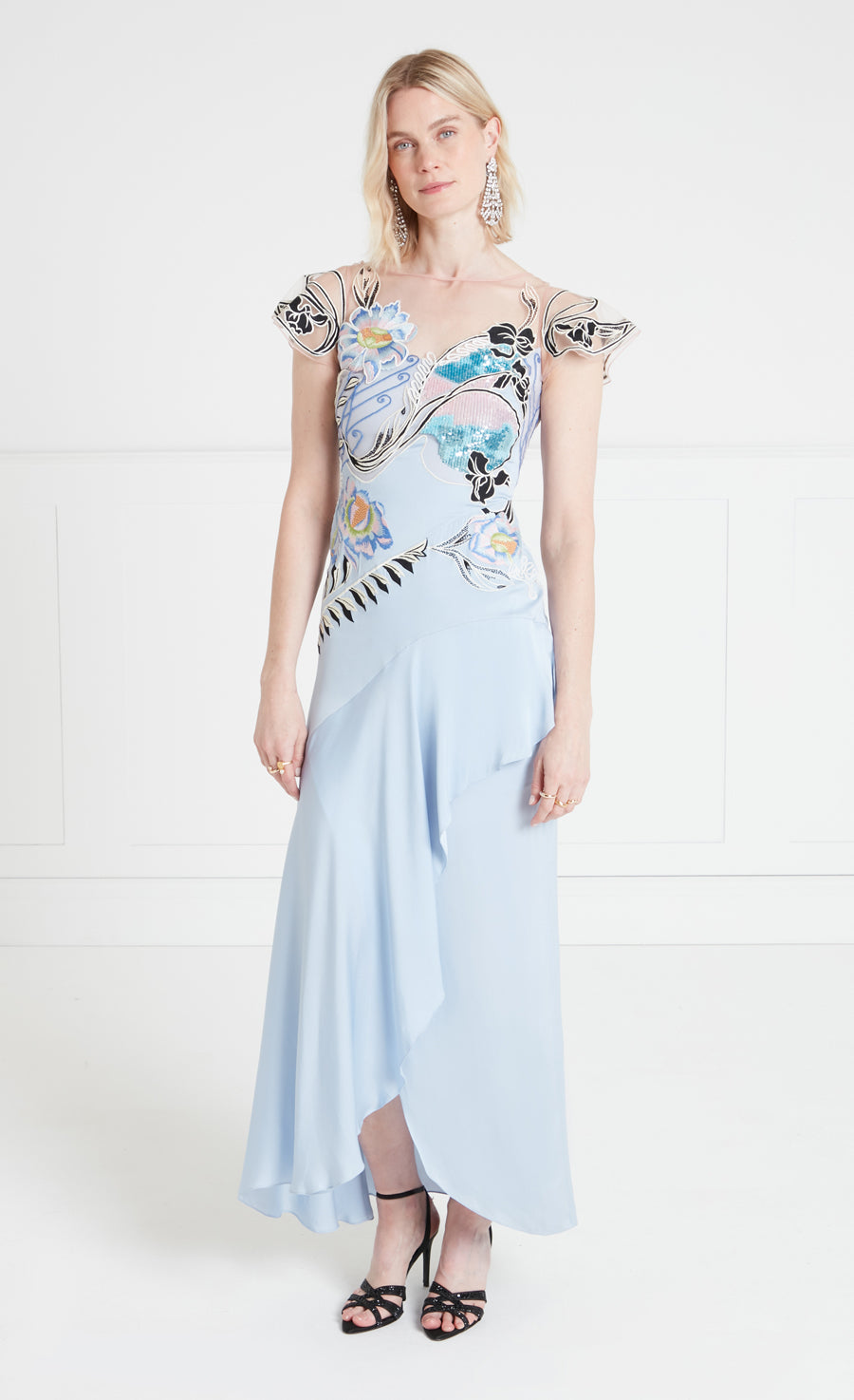 Gracia Ruffle Gown - Powder Blue