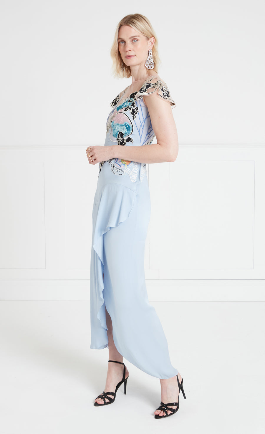 Gracia Ruffle Gown - Powder Blue
