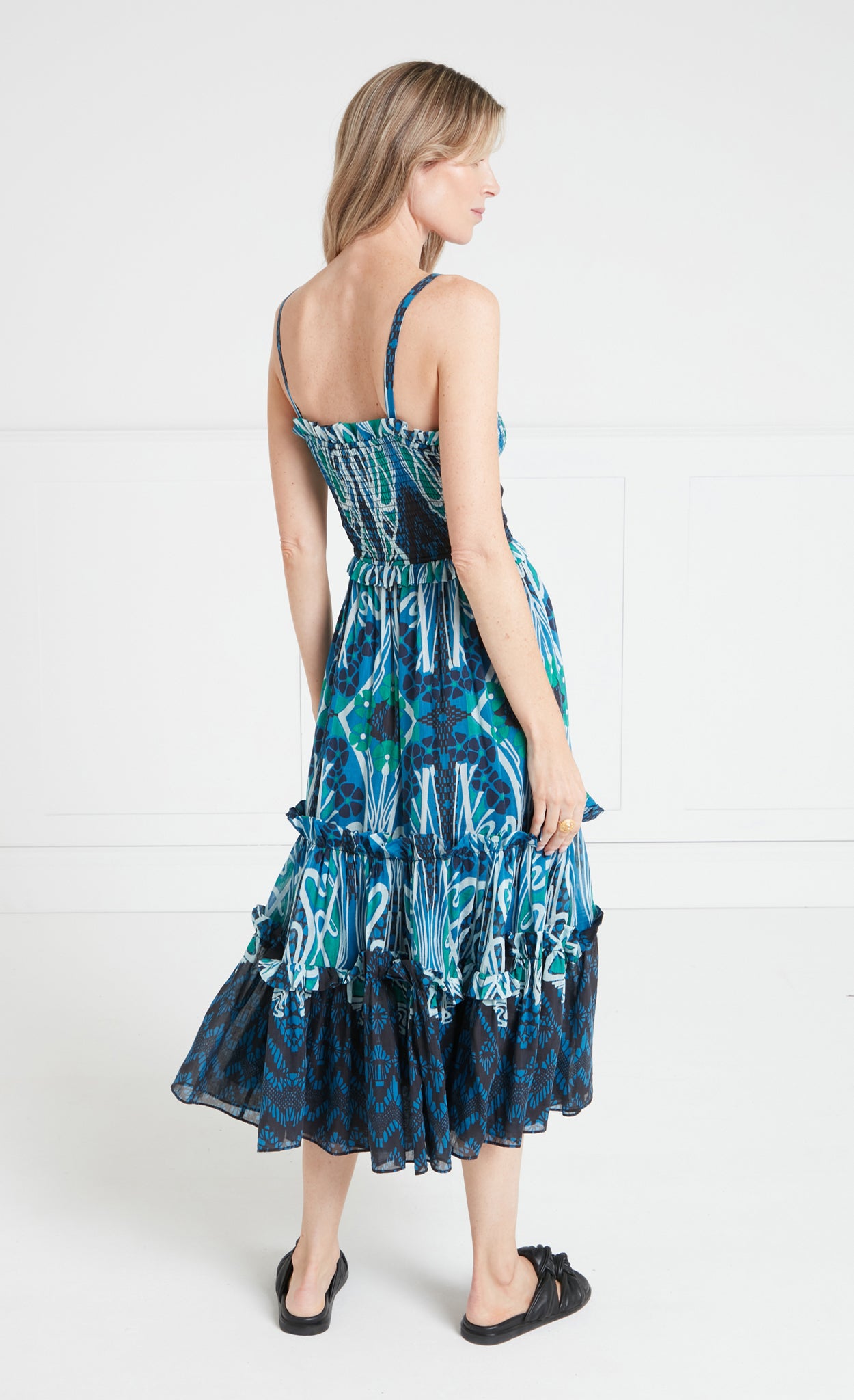 Monikh Strappy Dress - Blue/Green Mix