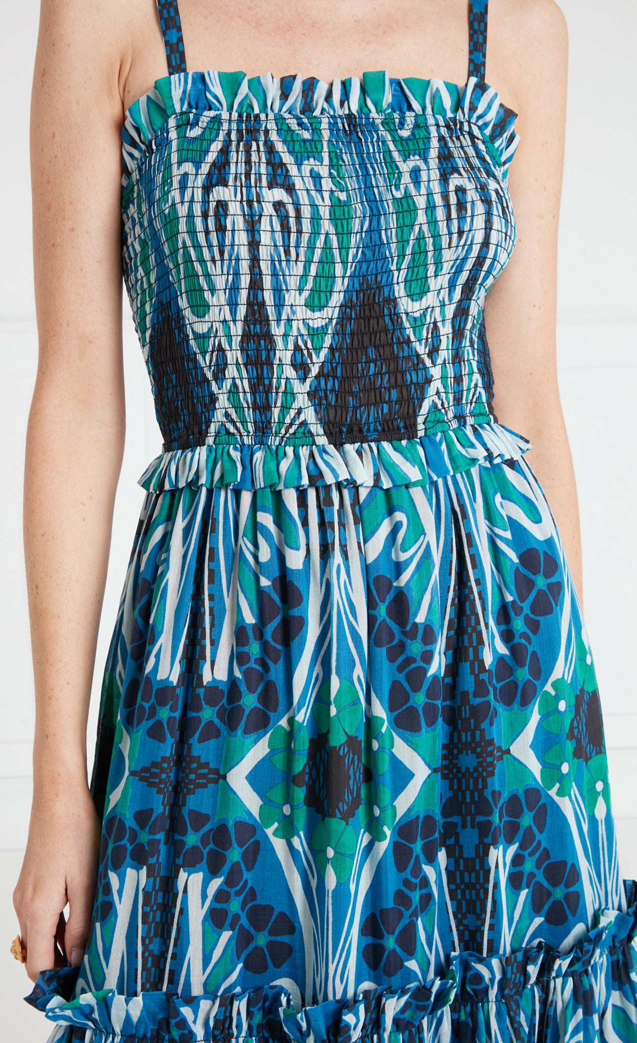 Monikh Strappy Dress - Blue/Green Mix