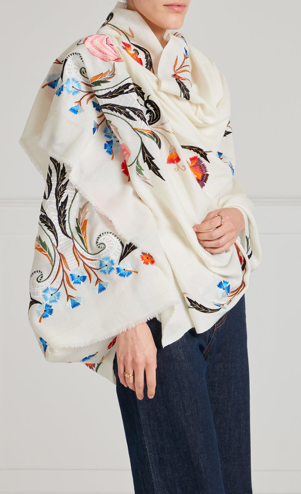 Toledo Embroidered Scarf - Cream Mix