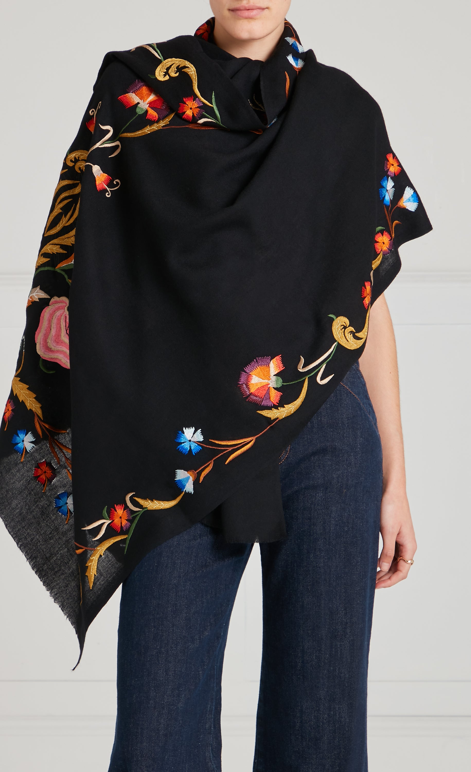 Toledo Embroidered Scarf - Black Mix