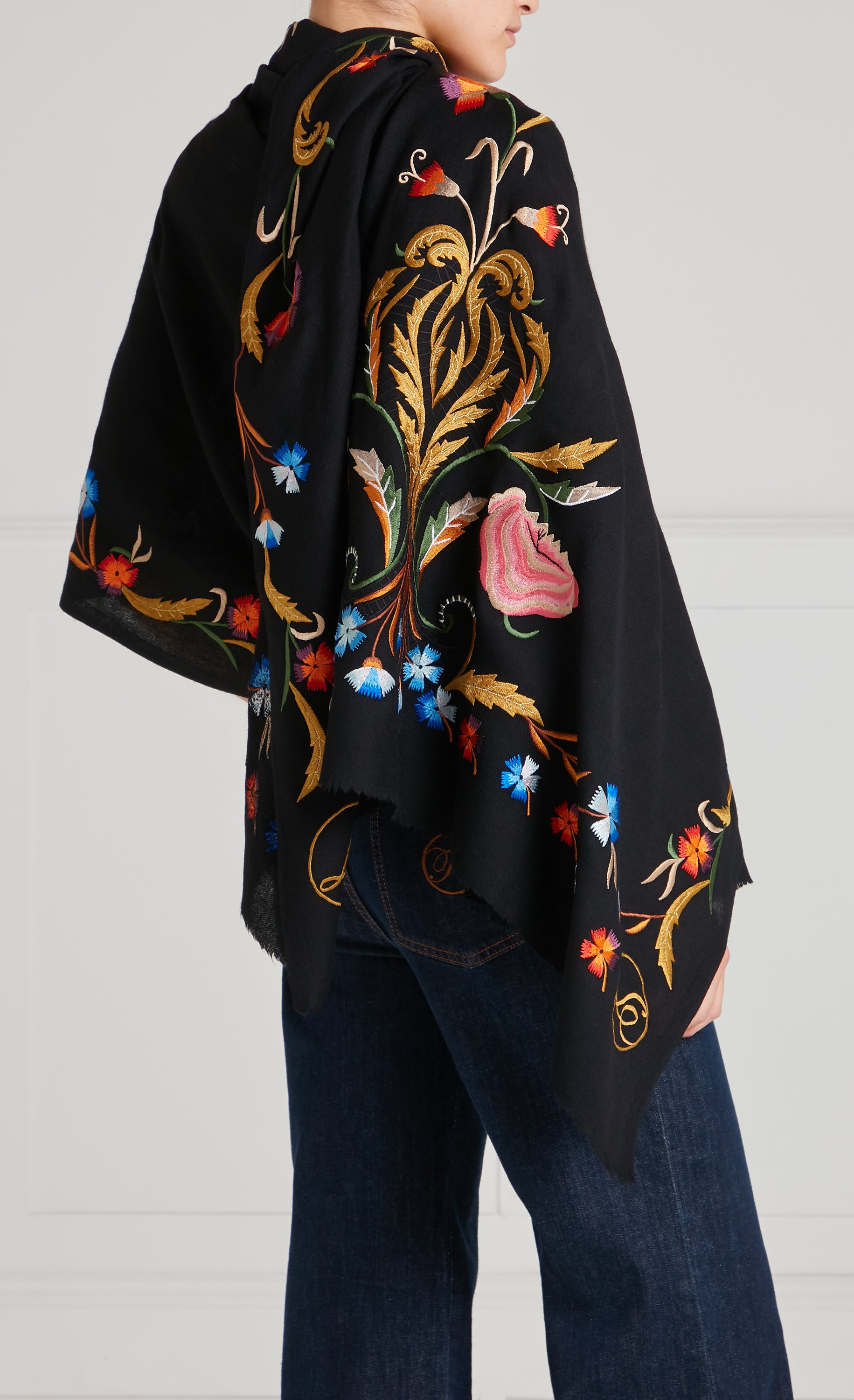 Toledo Embroidered Scarf - Black Mix