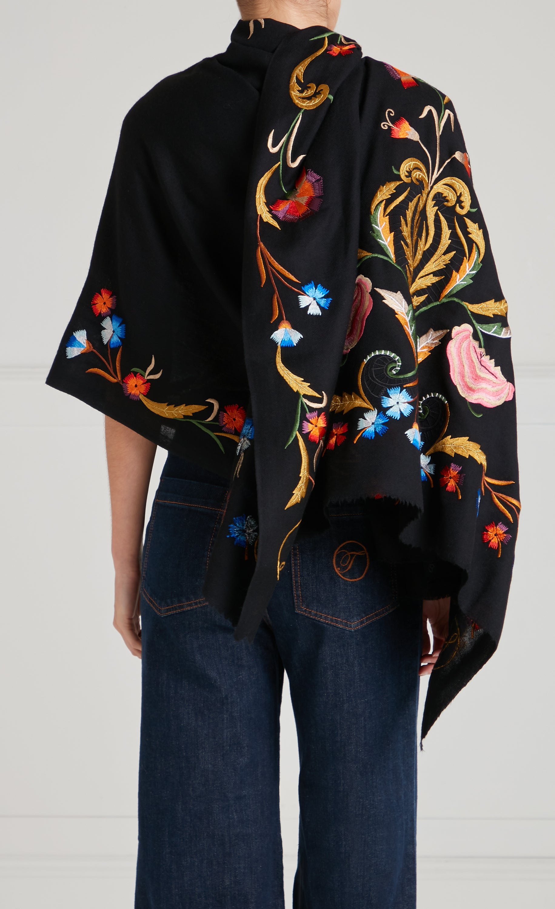 Toledo Embroidered Scarf - Black Mix