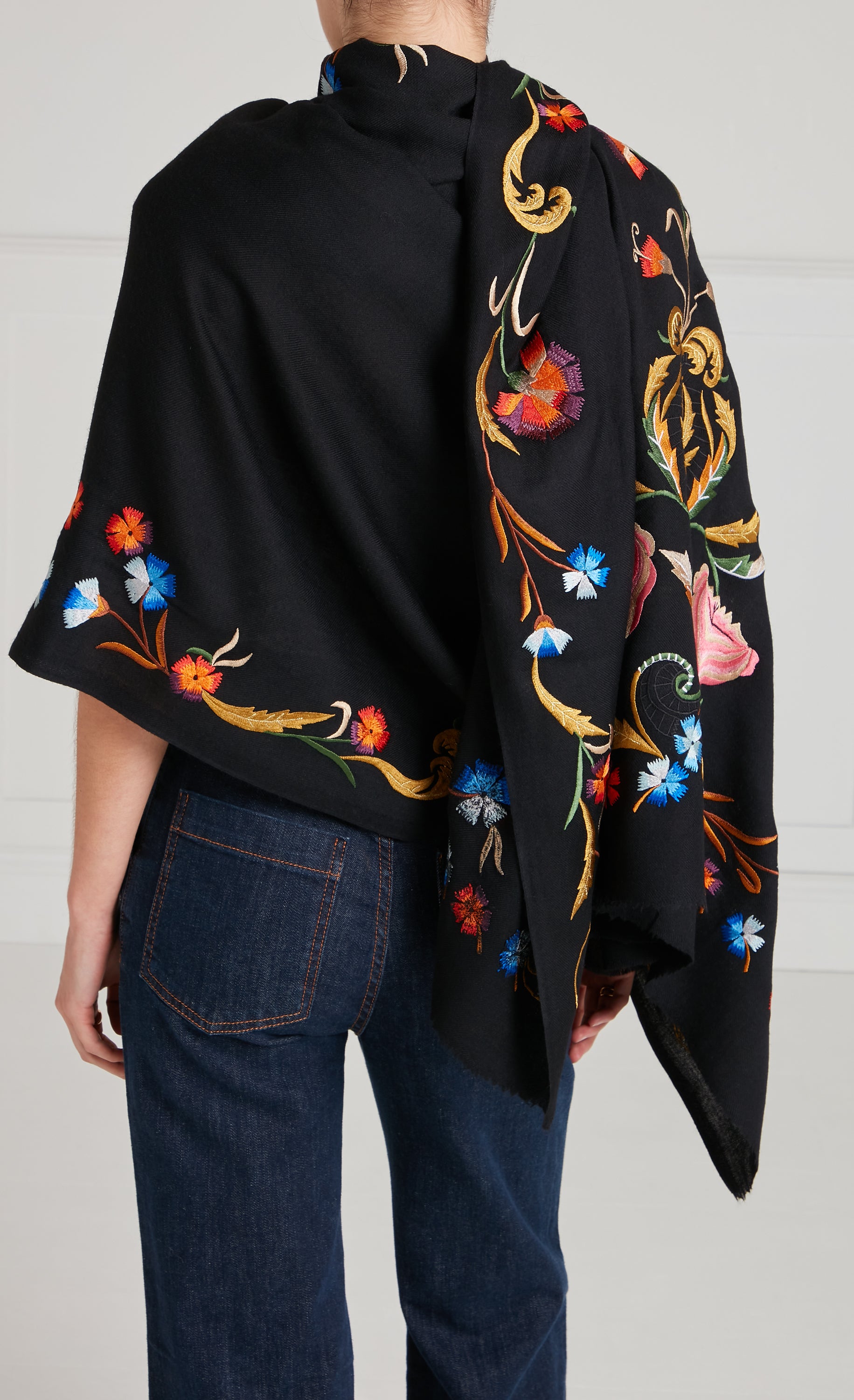 Toledo Embroidered Scarf - Black Mix