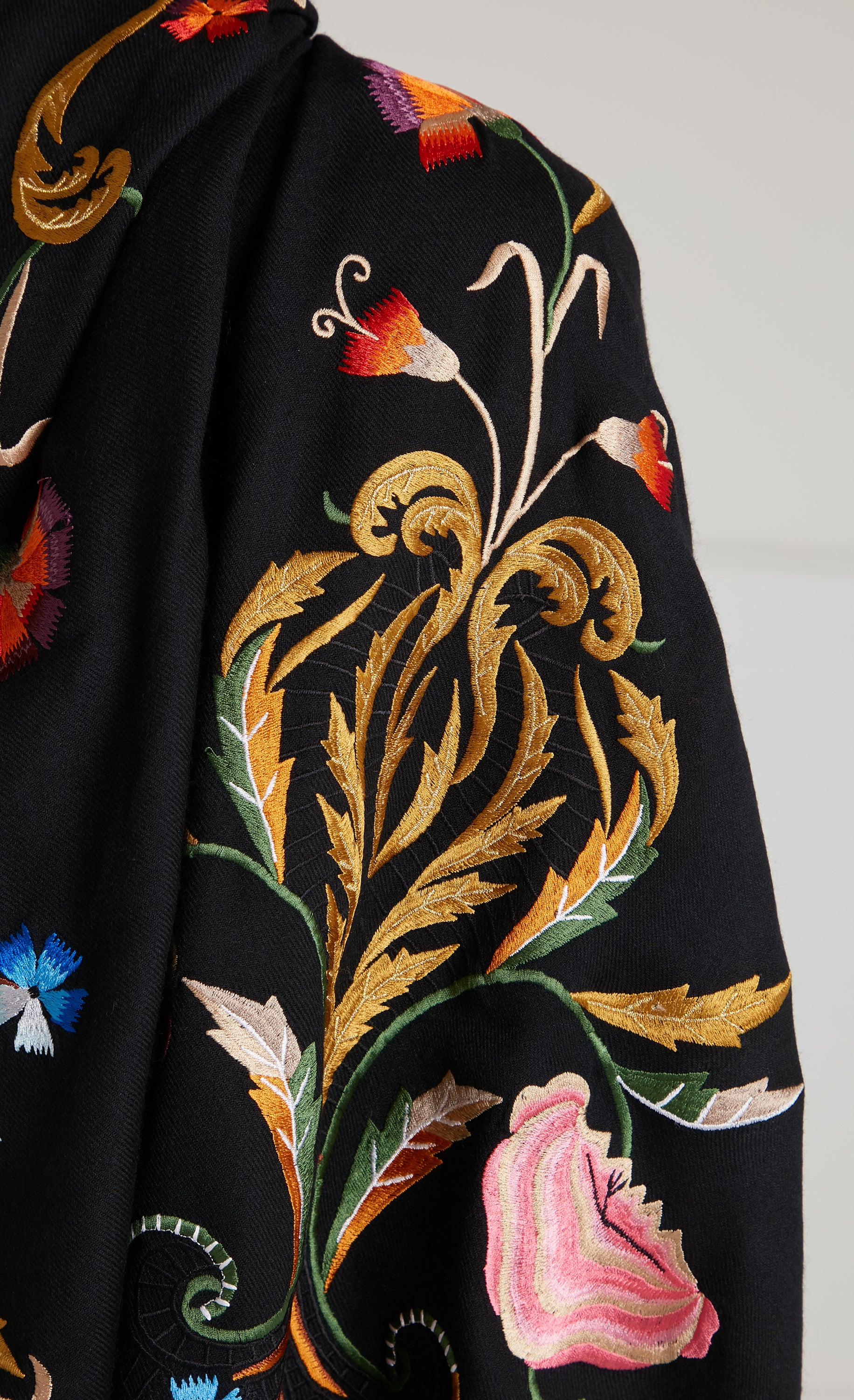 Toledo Embroidered Scarf - Black Mix