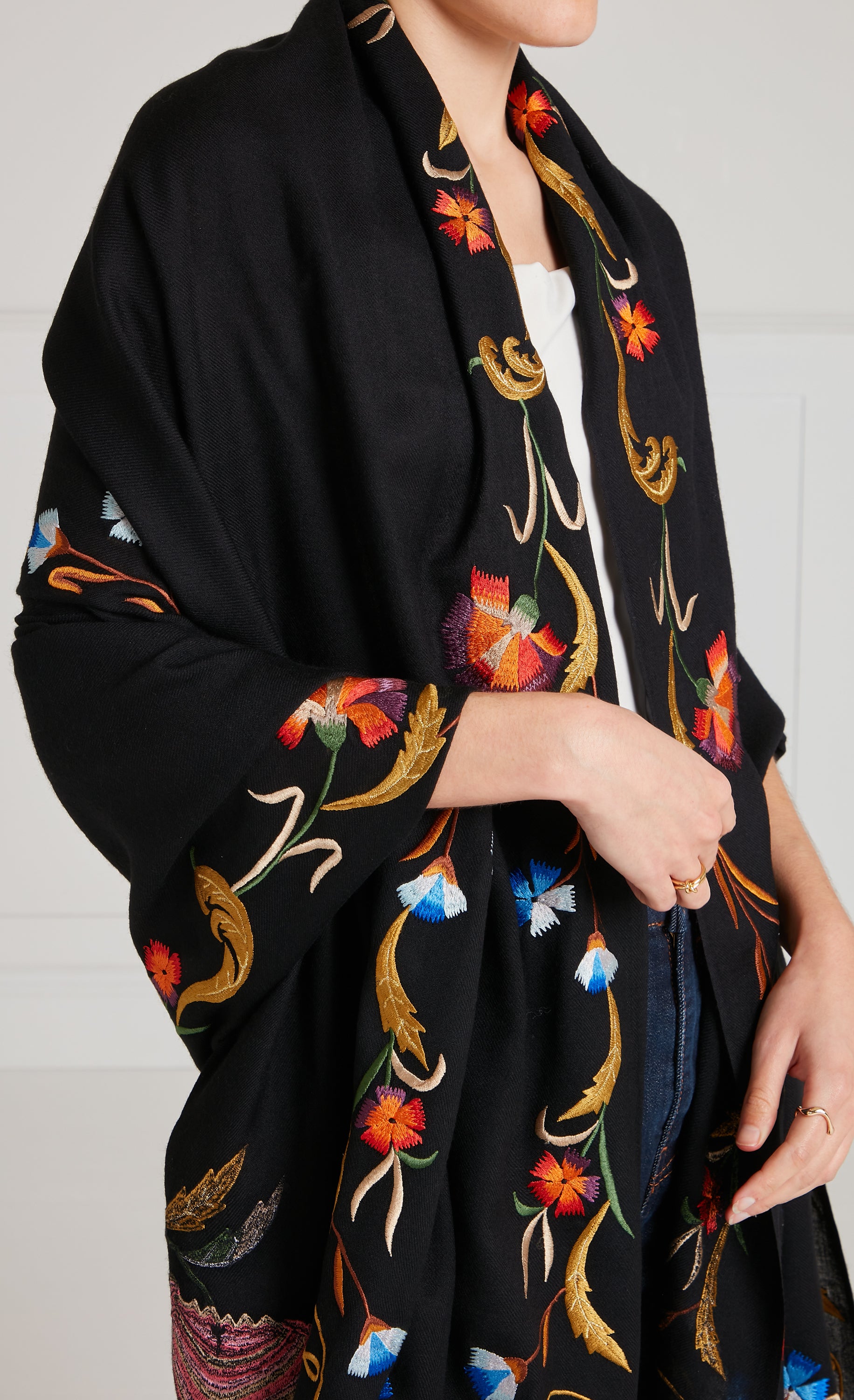 Toledo Embroidered Scarf - Black Mix