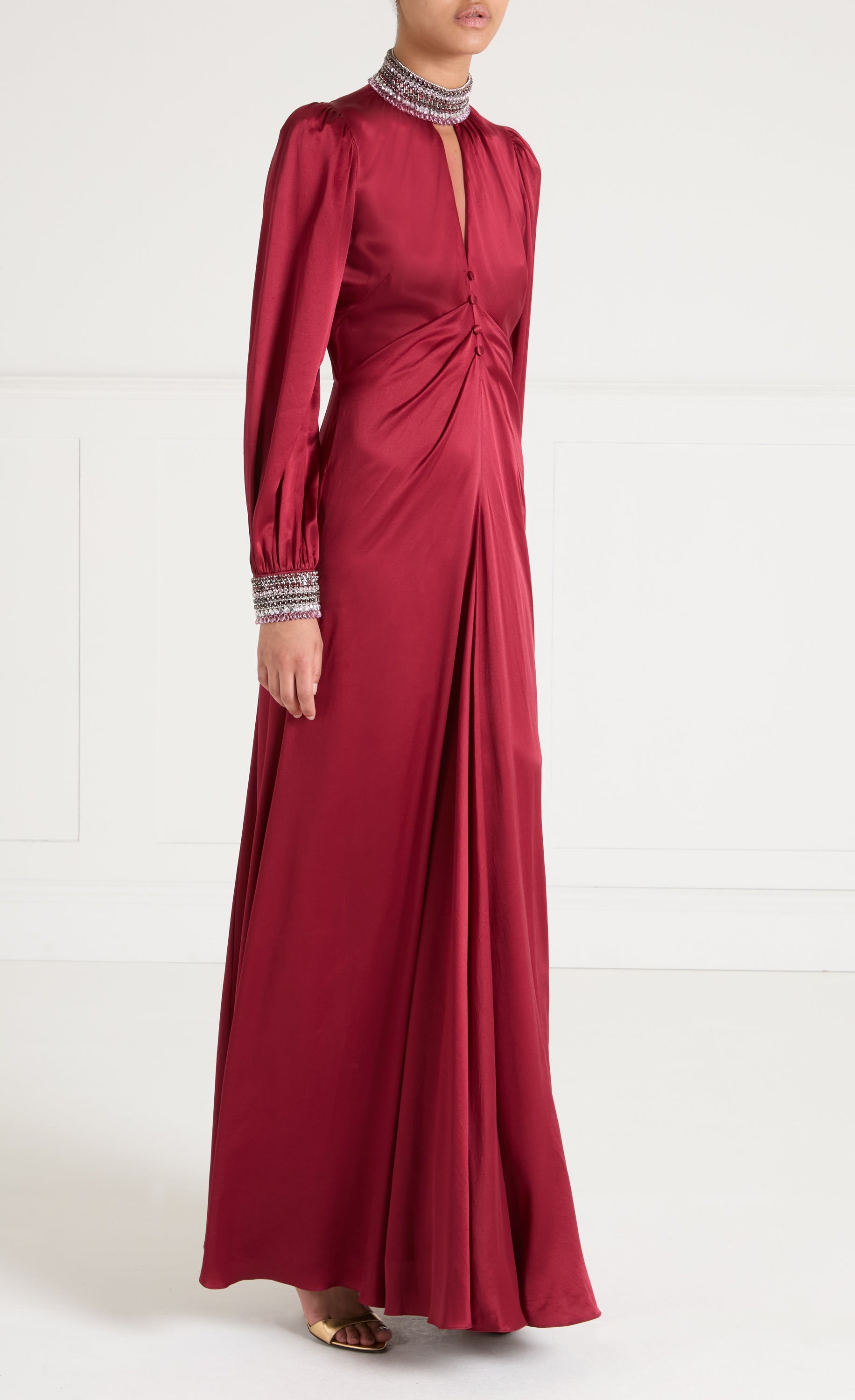 Beatrice Sleeved Gown - Claret