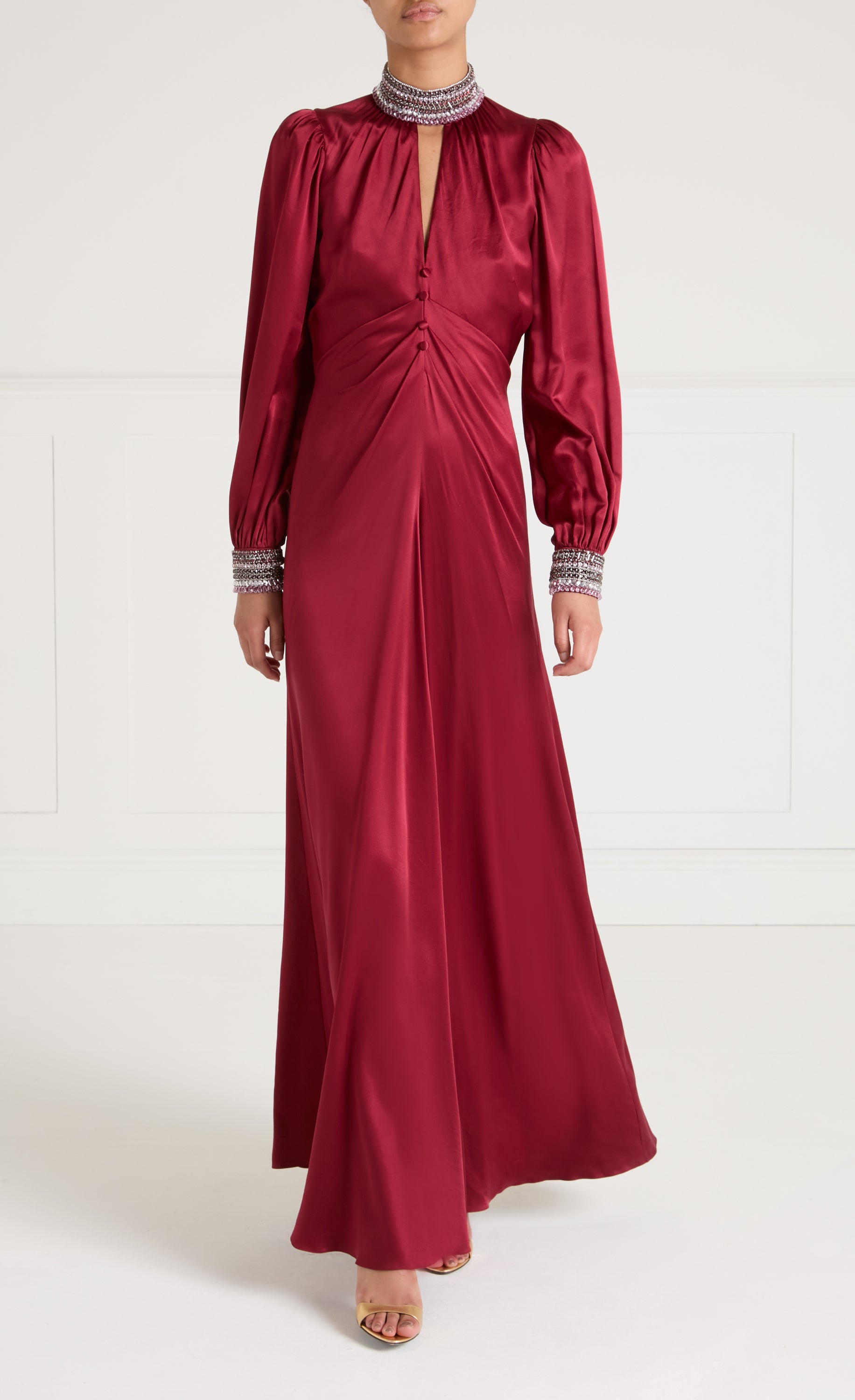 Beatrice Sleeved Gown - Claret