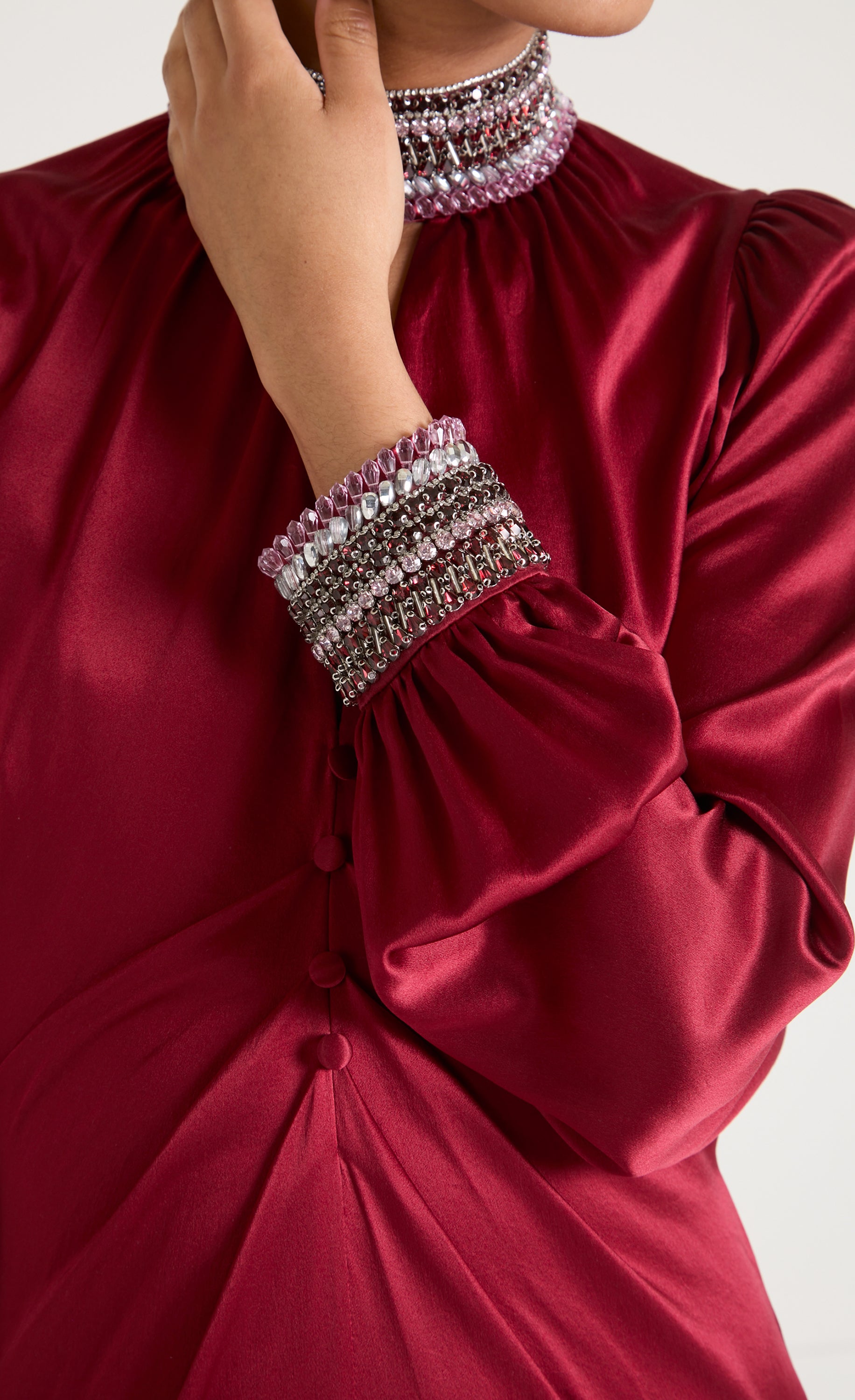 Beatrice Sleeved Gown - Claret