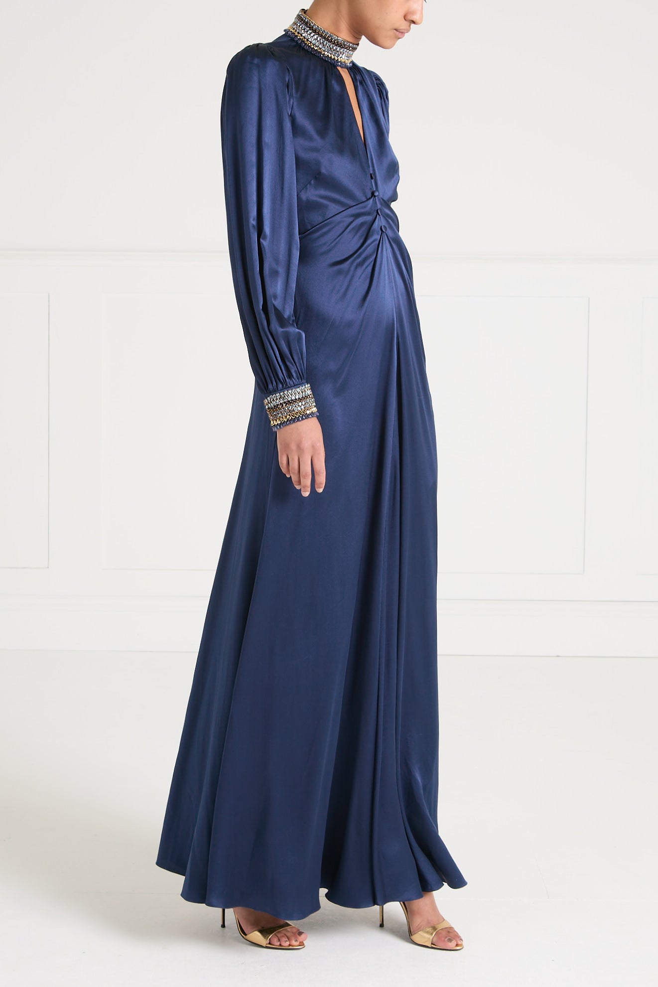 Beatrice Sleeved Gown - Sapphire Blue