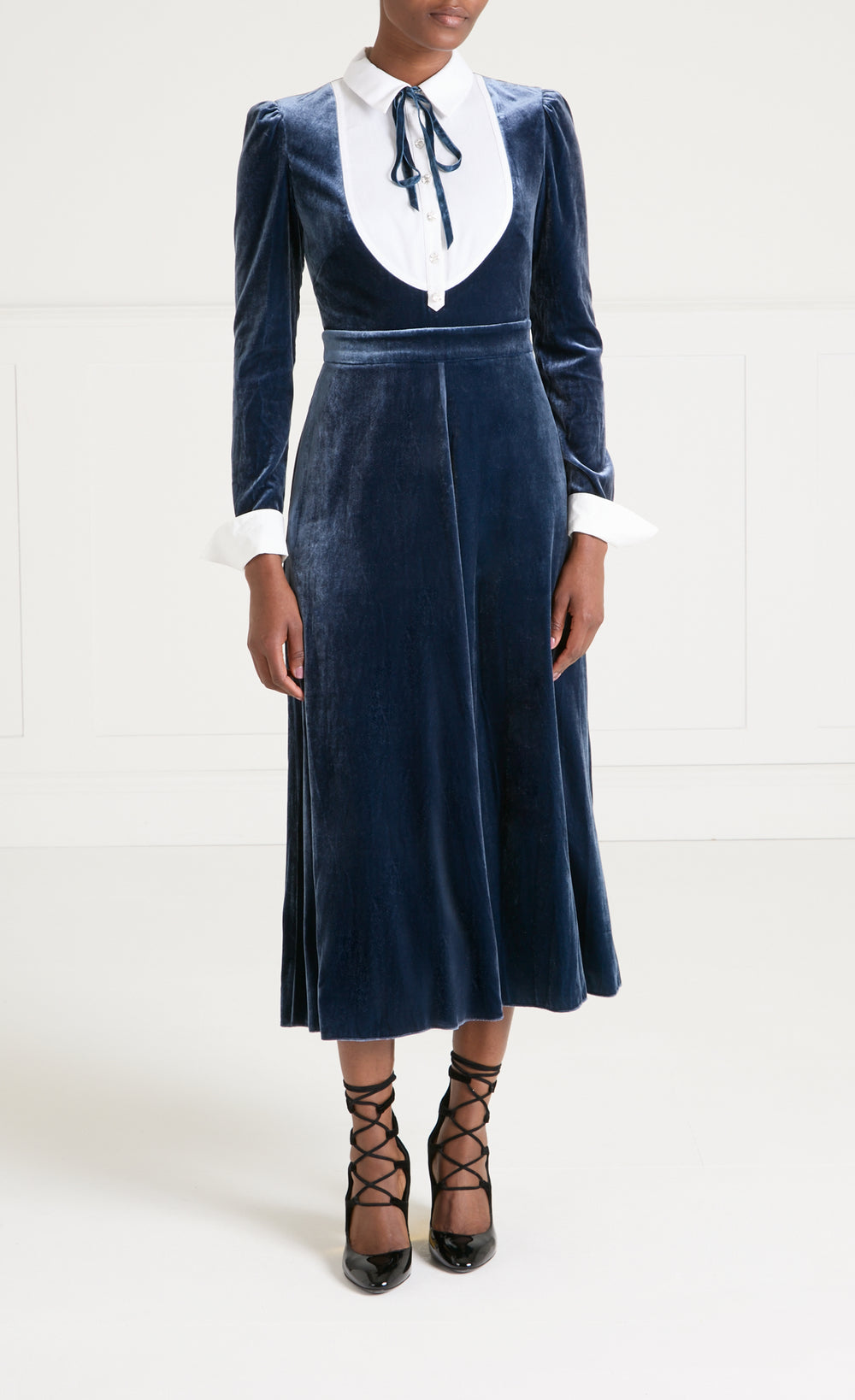 Pompidou Bib Dress - Slate Blue