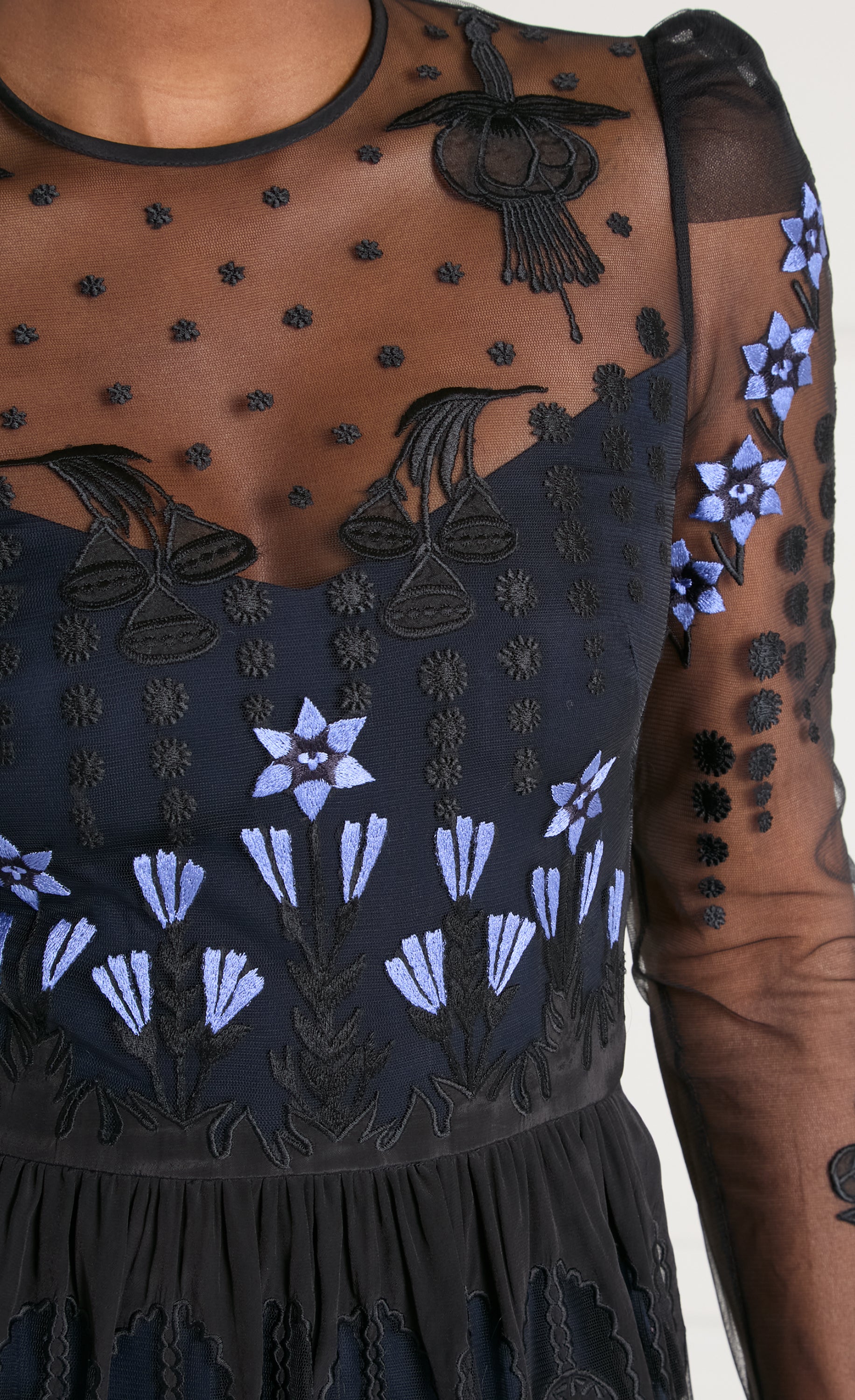 Florette Sleeved Dress - Sapphire Blue