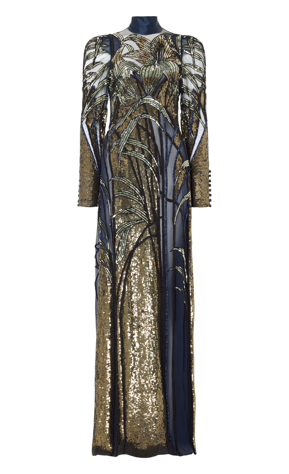 Mariana Sleeved Gown - Sapphire Blue