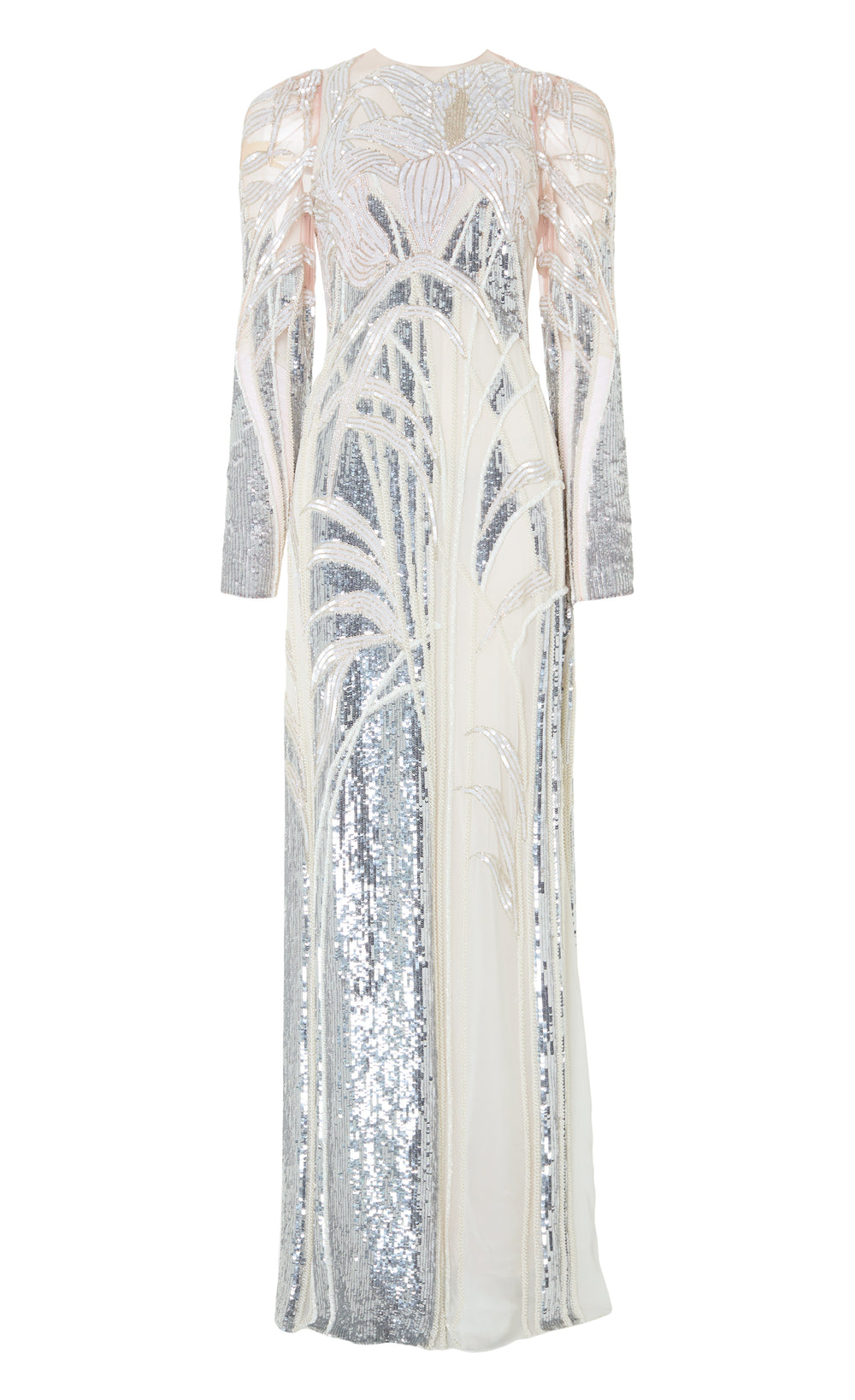 Mariana Sleeved Gown - Platinum