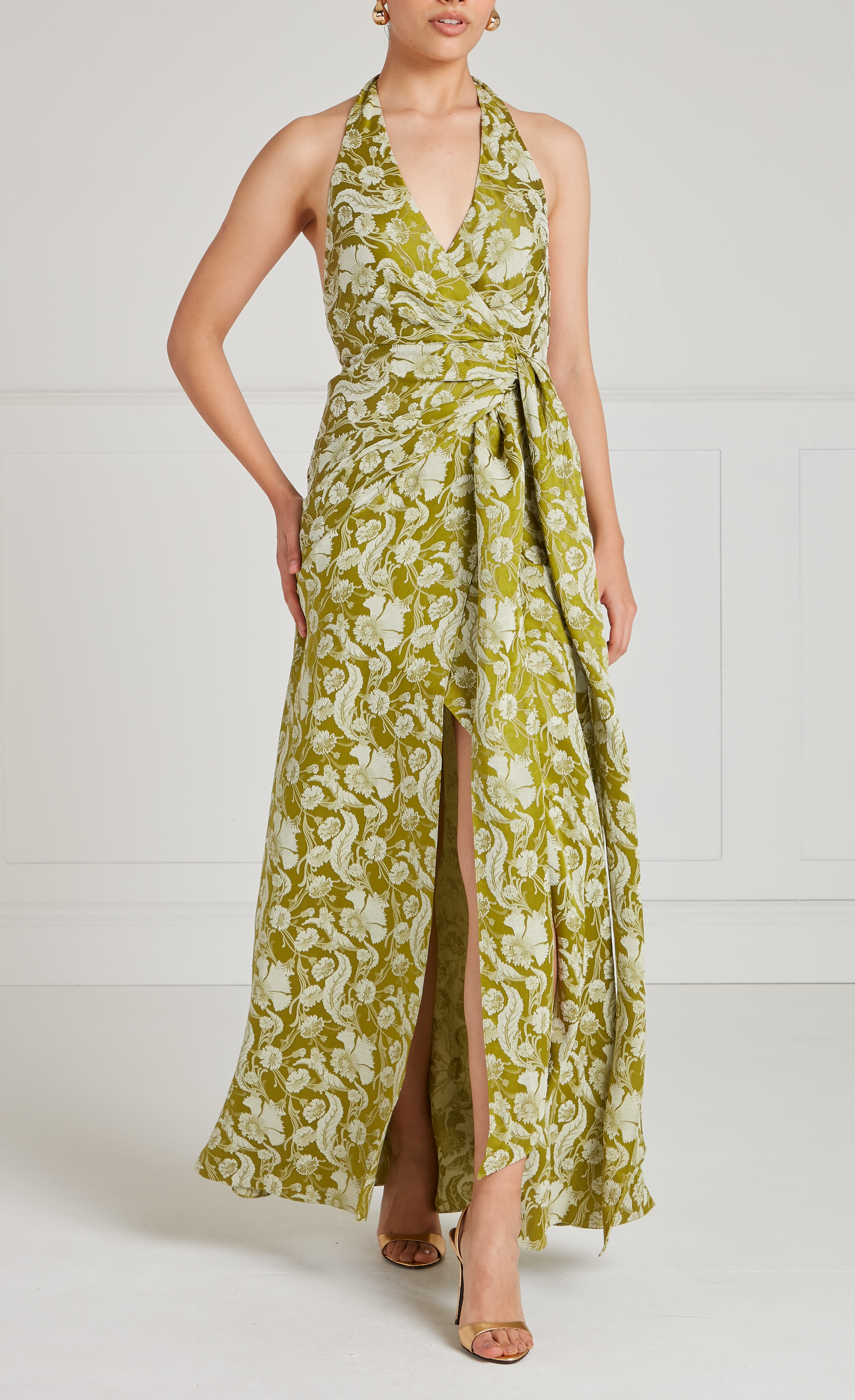 Celine Halter Dress - Chartreuse