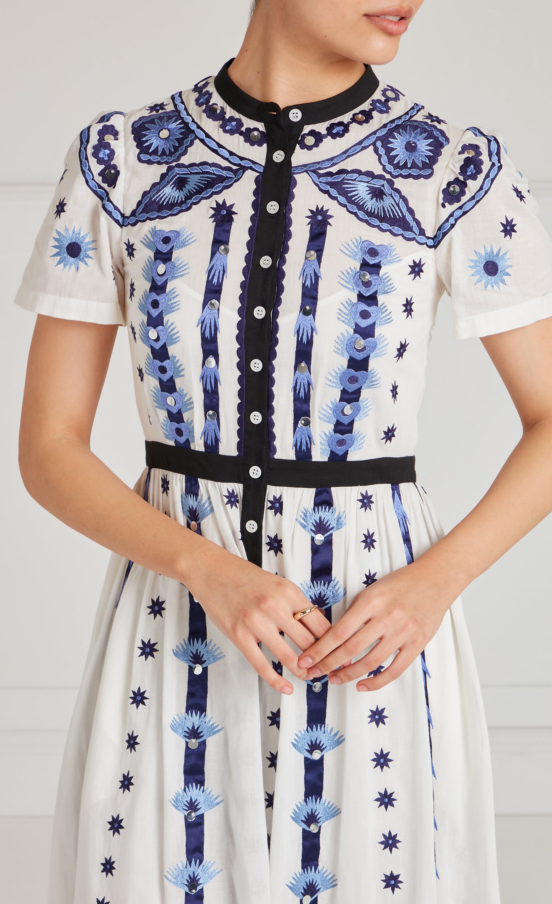 Edith Shirt Dress - White & Blue