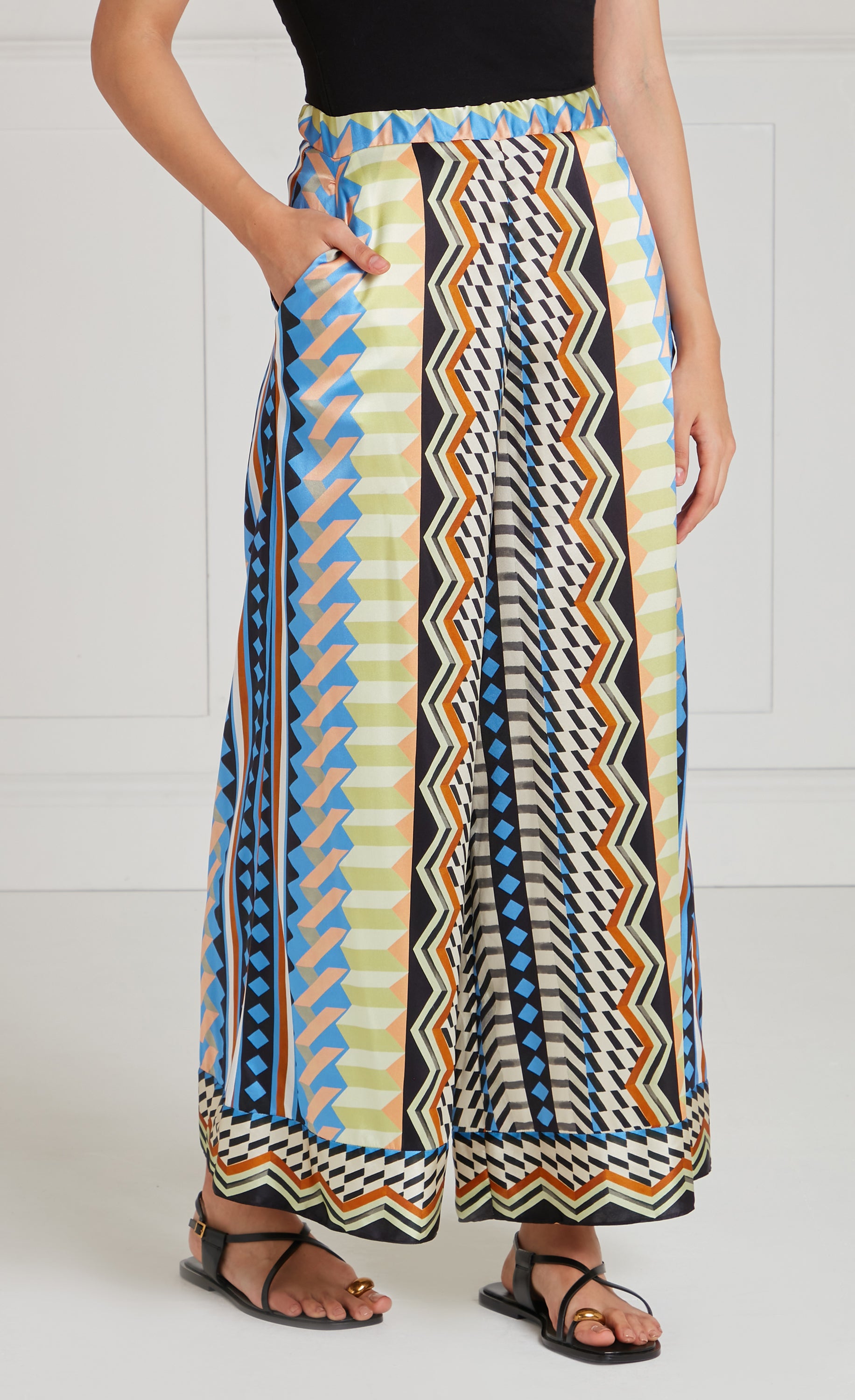 Meryl Palazzo Trousers - Provence Blue Mix