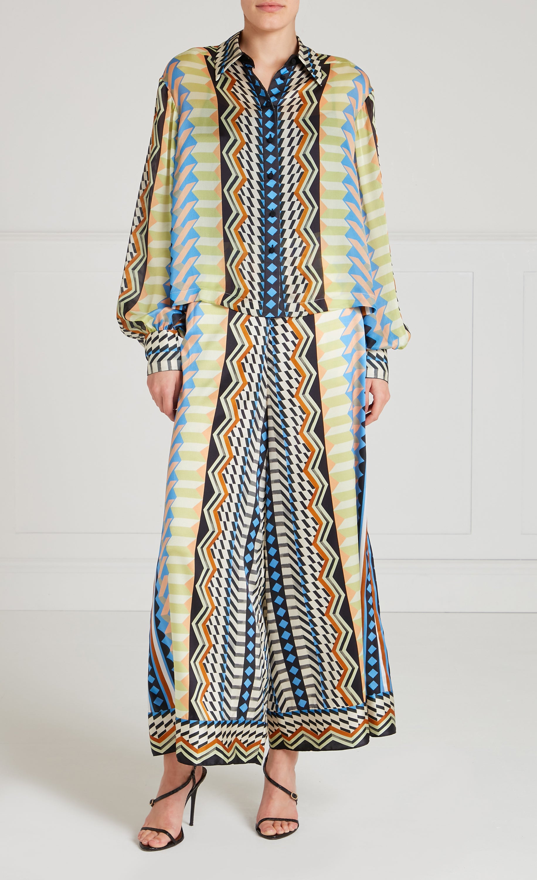 Meryl Palazzo Trousers - Provence Blue Mix