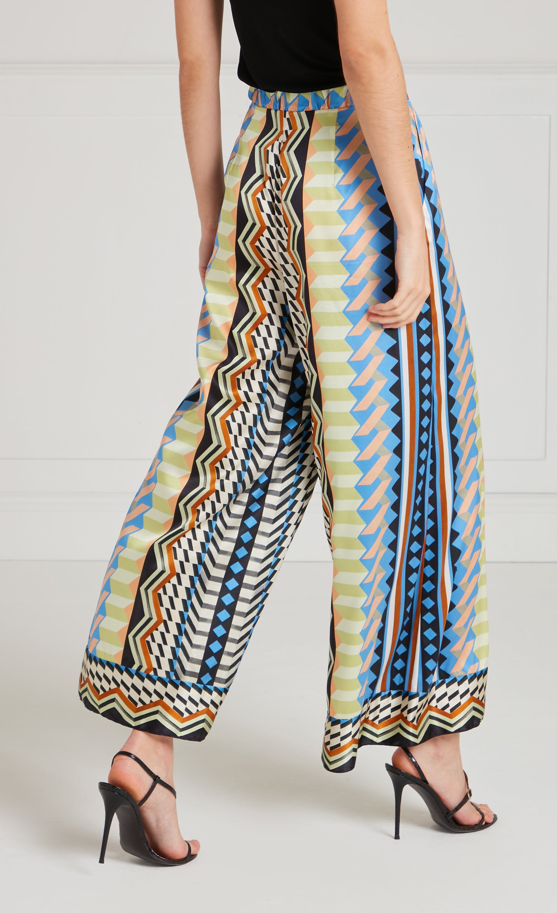 Meryl Palazzo Trousers - Provence Blue Mix