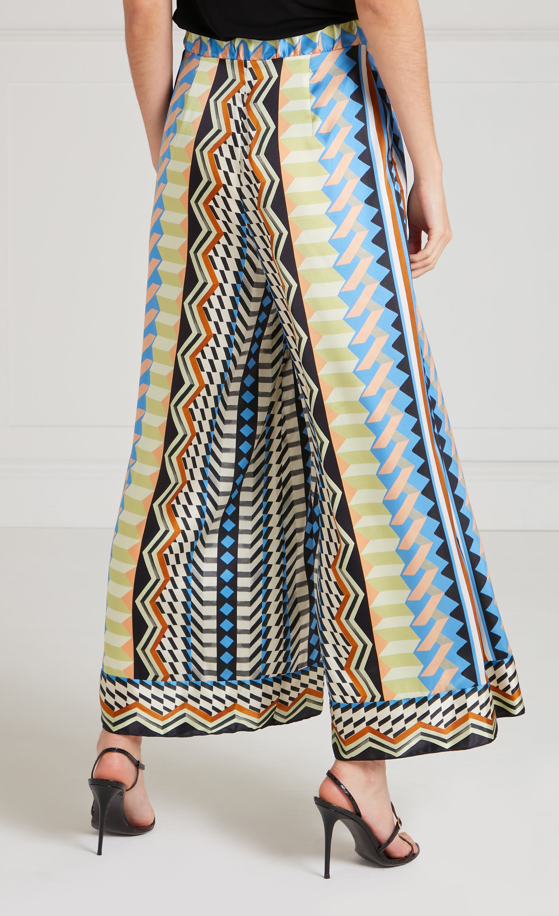 Meryl Palazzo Trousers - Provence Blue Mix