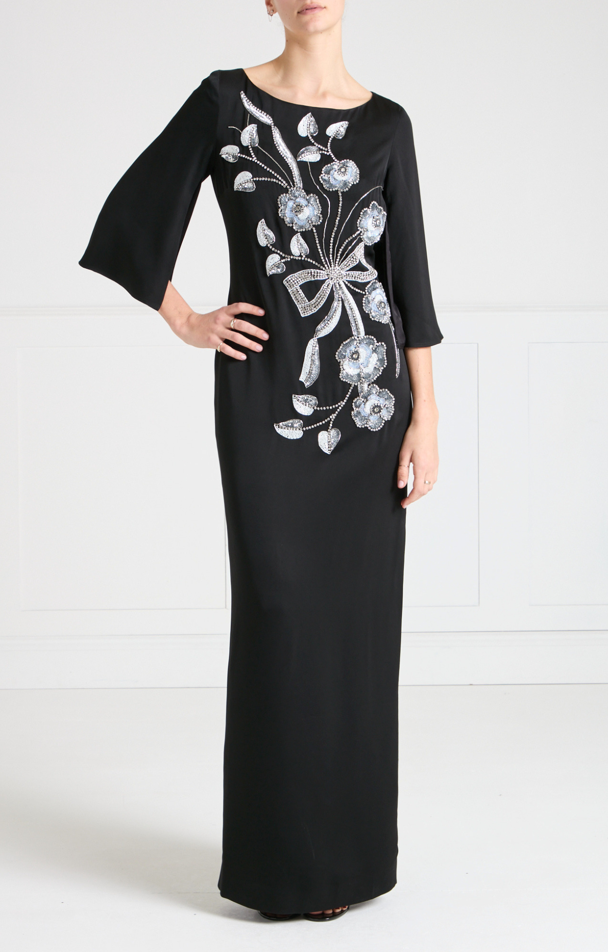 Lana Sleeved Gown - Black