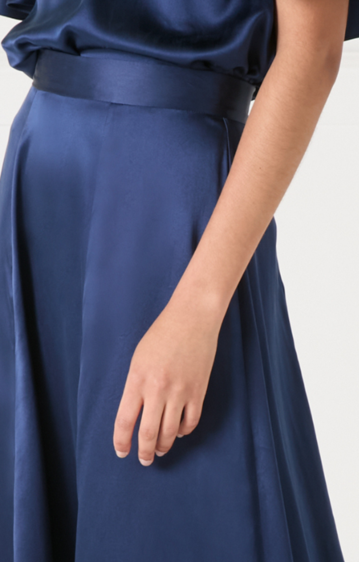 Amerie Satin Skirt - Sapphire Blue