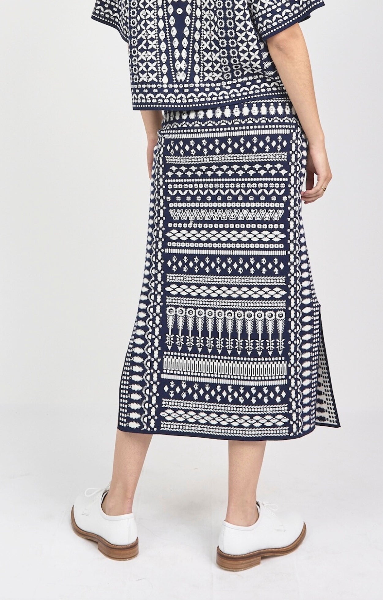 Tlalli Knit Skirt - Navy Silver