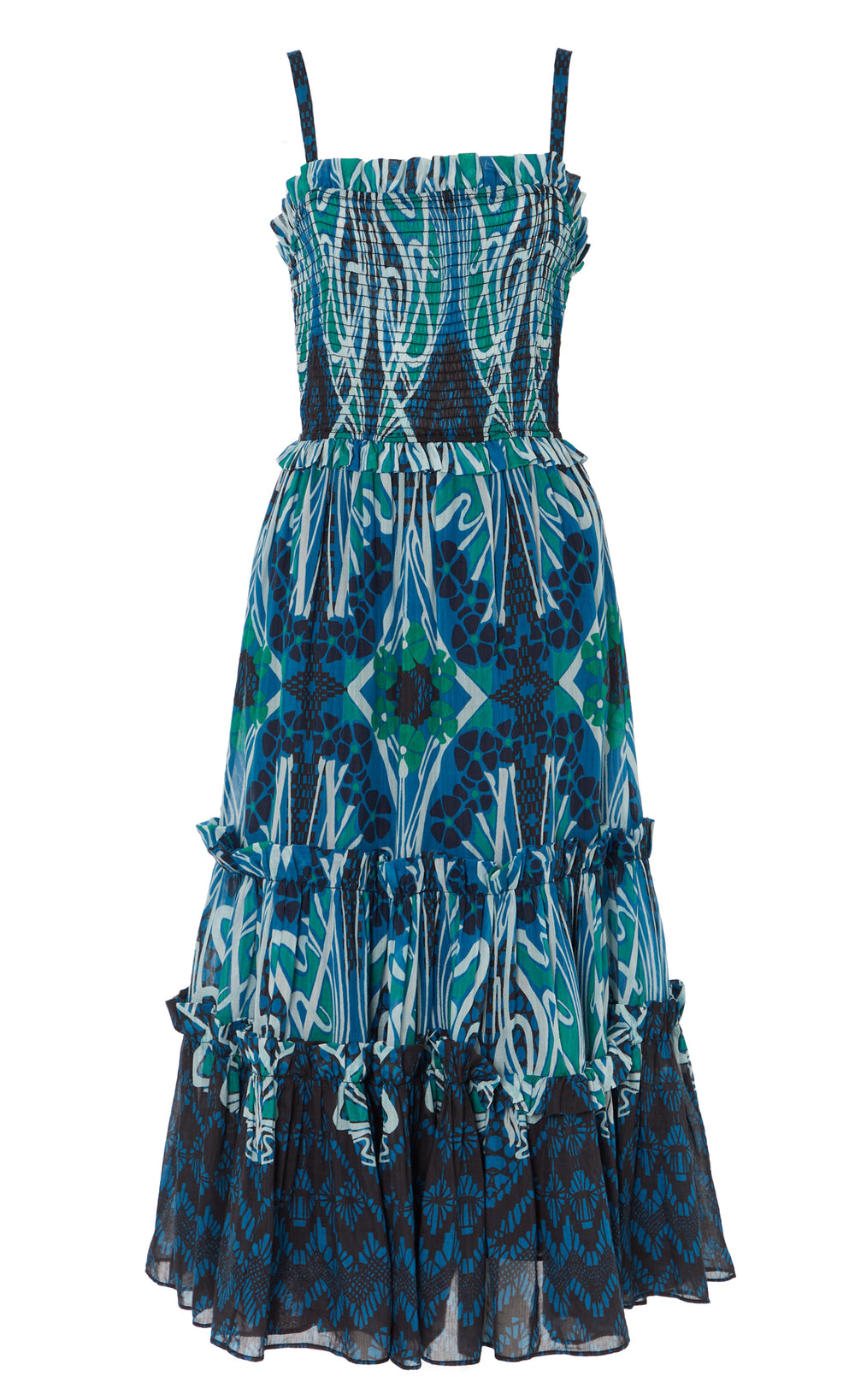 Monikh Strappy Dress - Blue/Green Mix