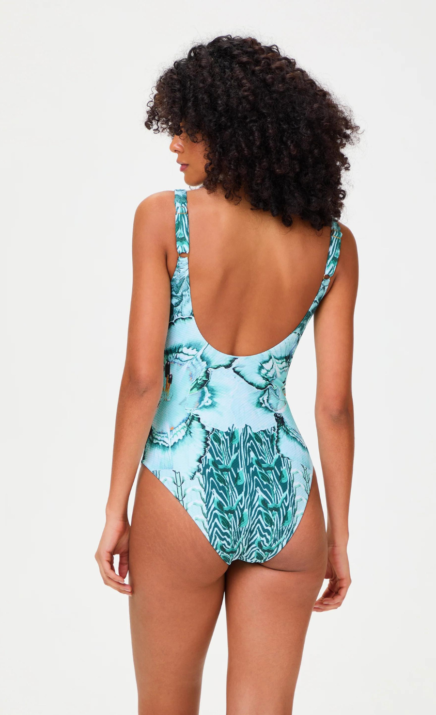 Liana Square Neck One Piece Swimsuit - Blue Mix