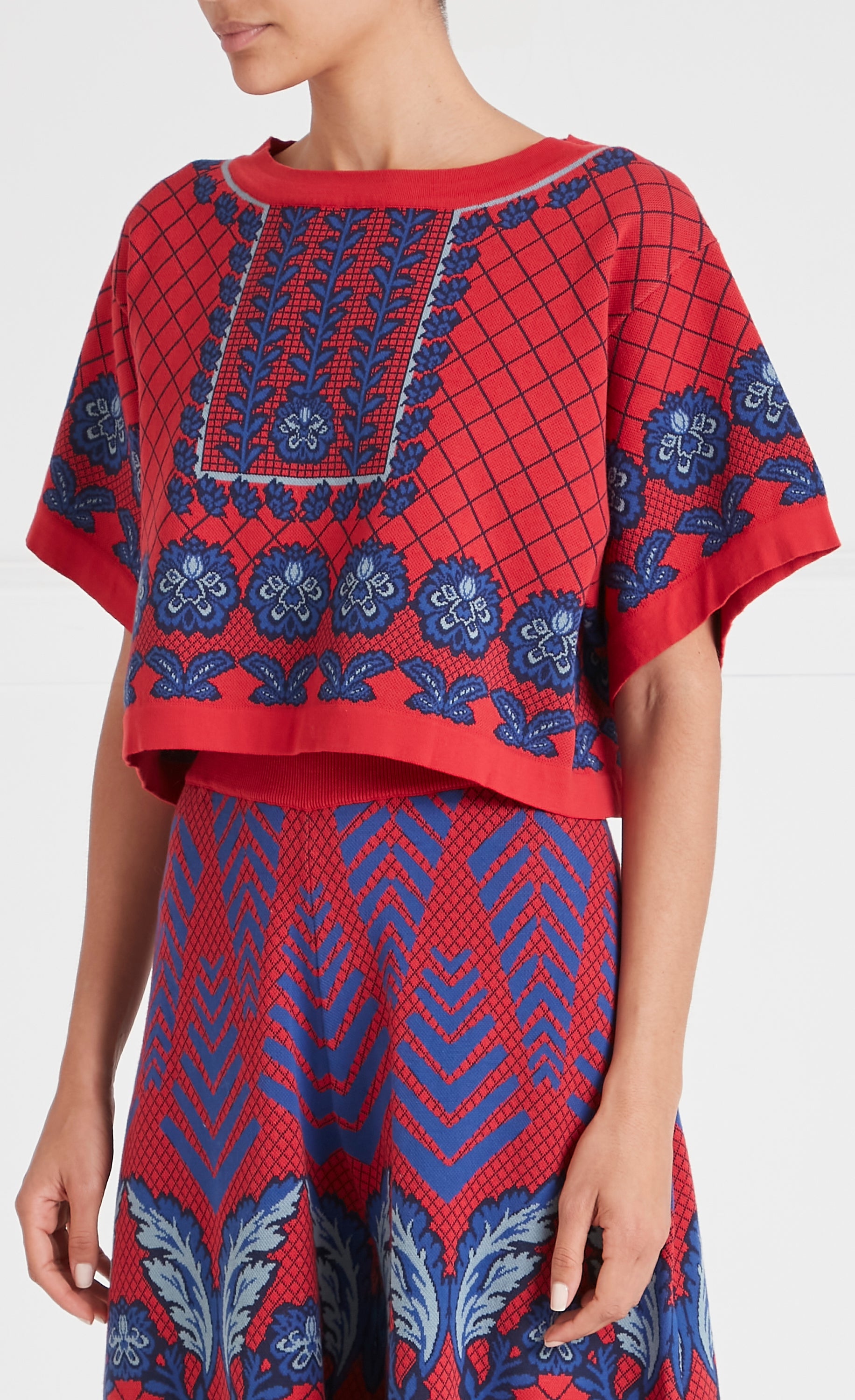Francis Grid Knit Top - Crimson