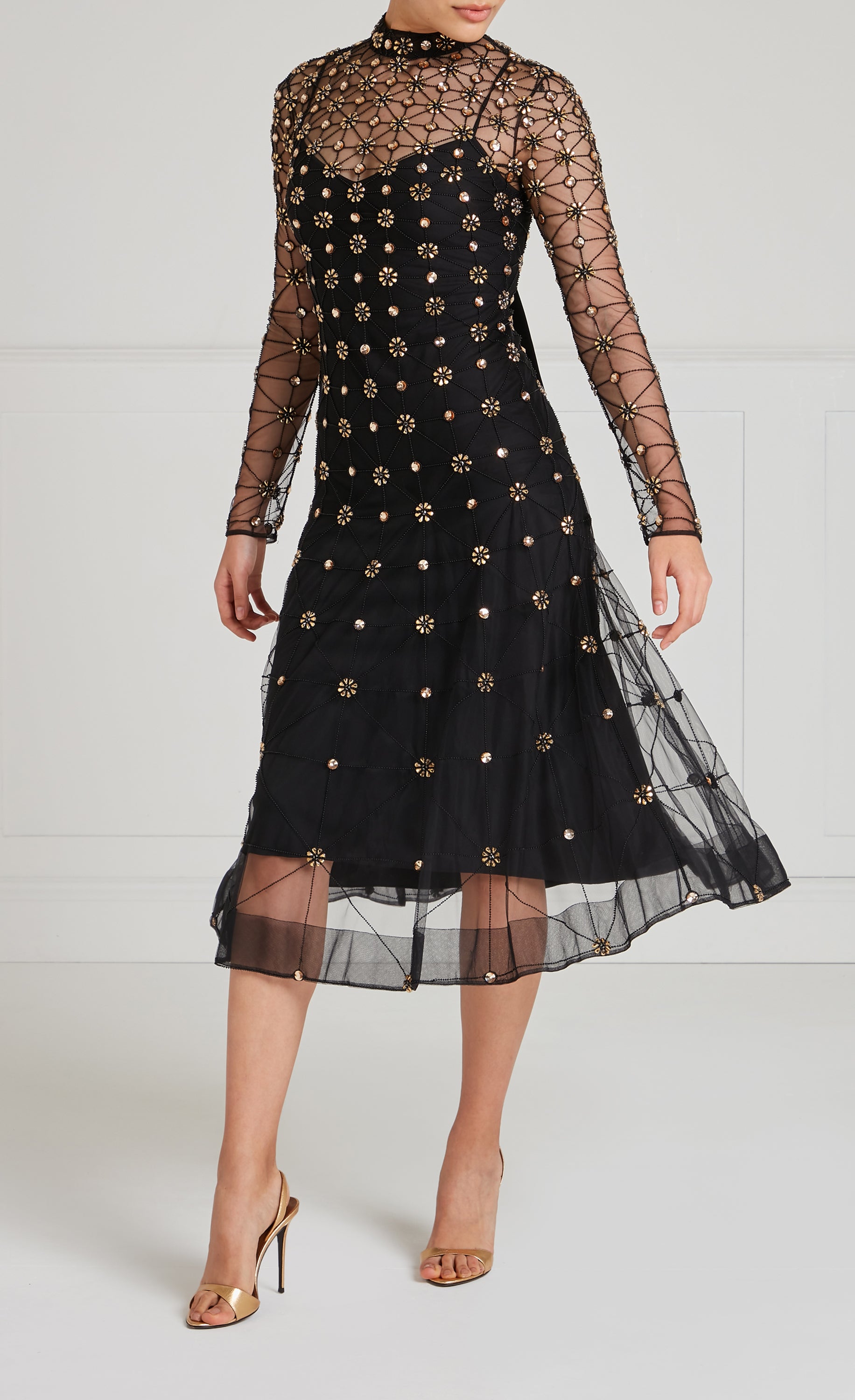 Crossbone Lattice Dress - Black/Gold