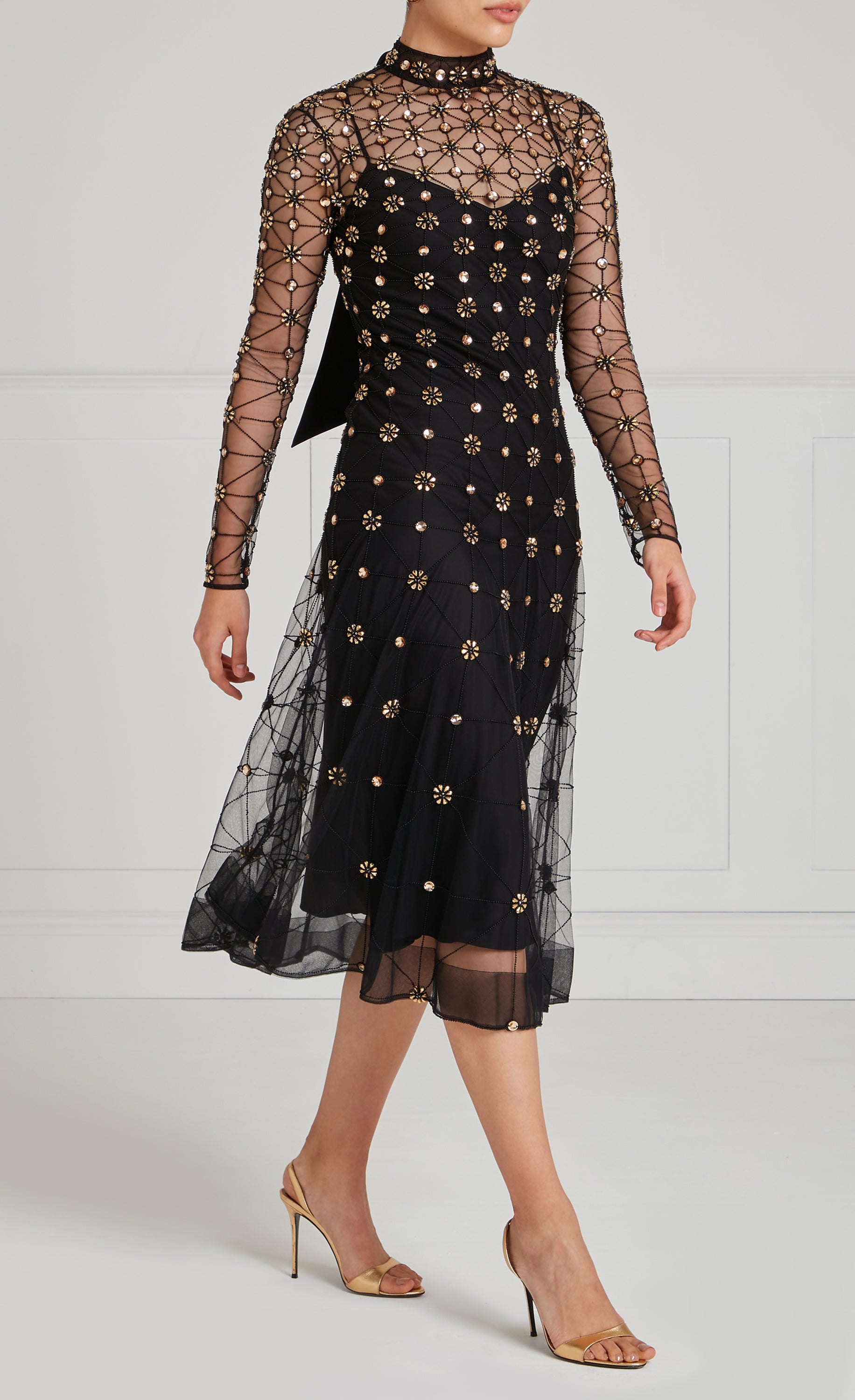 Crossbone Lattice Dress - Black/Gold
