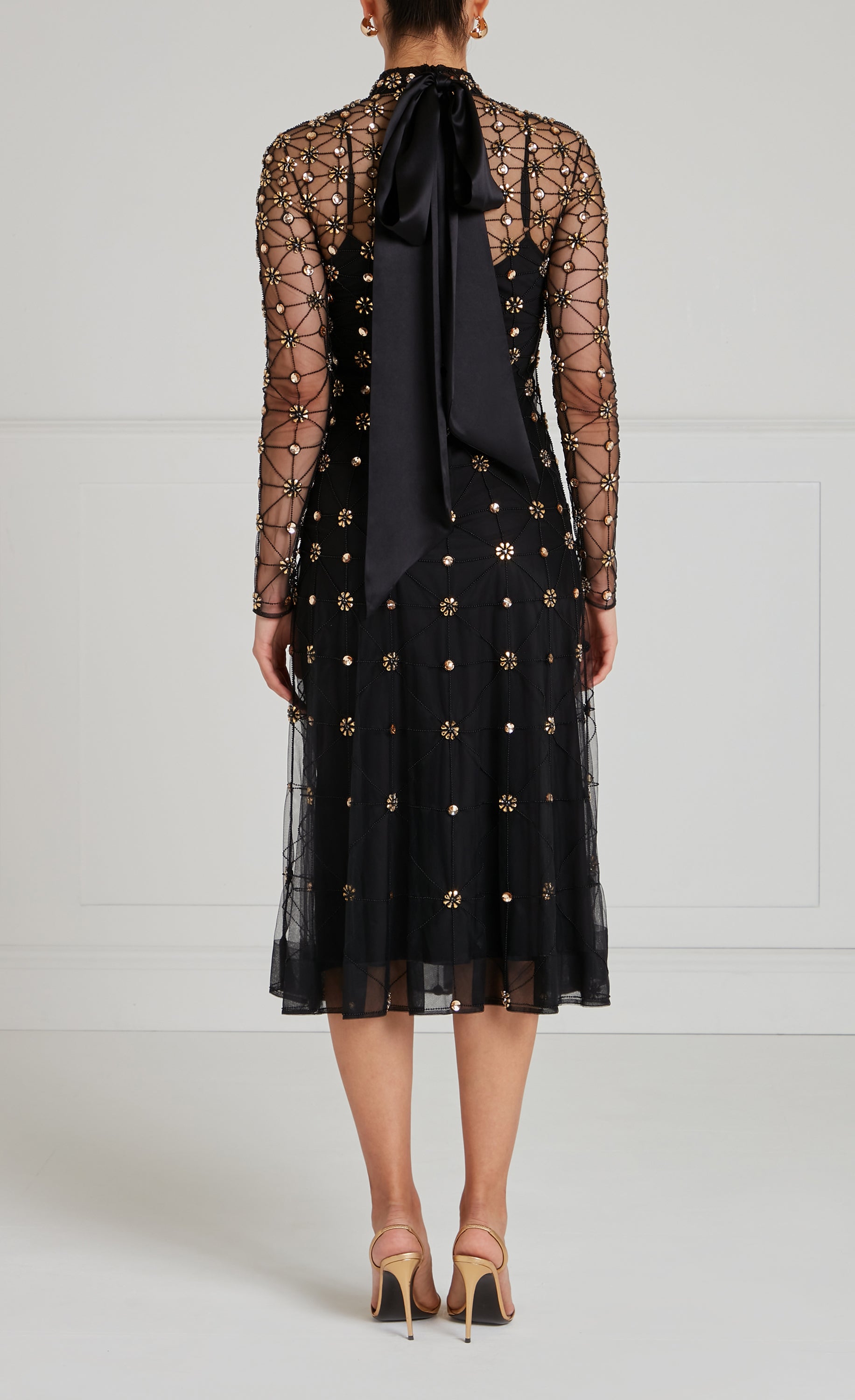 Crossbone Lattice Dress - Black/Gold