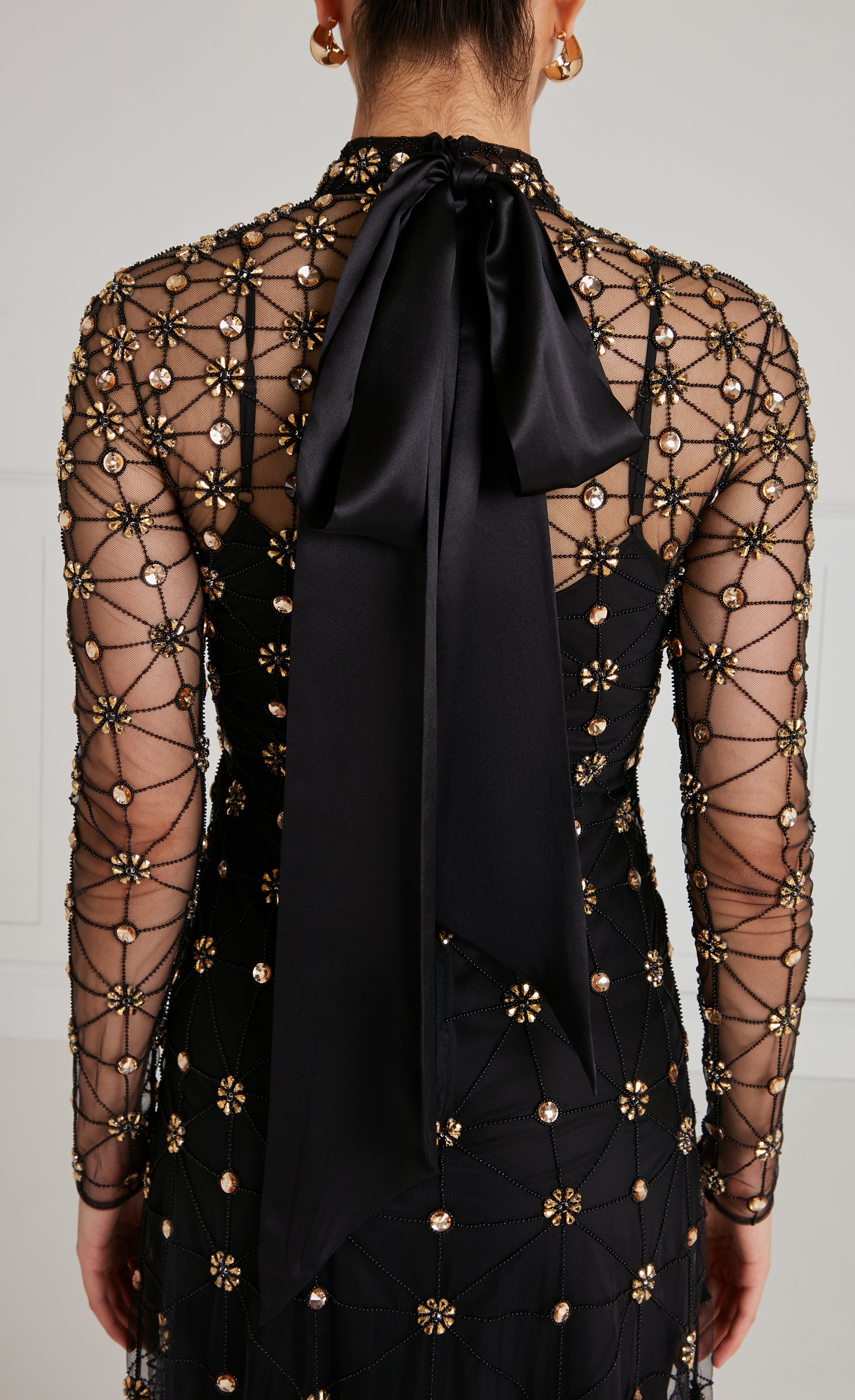 Crossbone Lattice Dress - Black/Gold