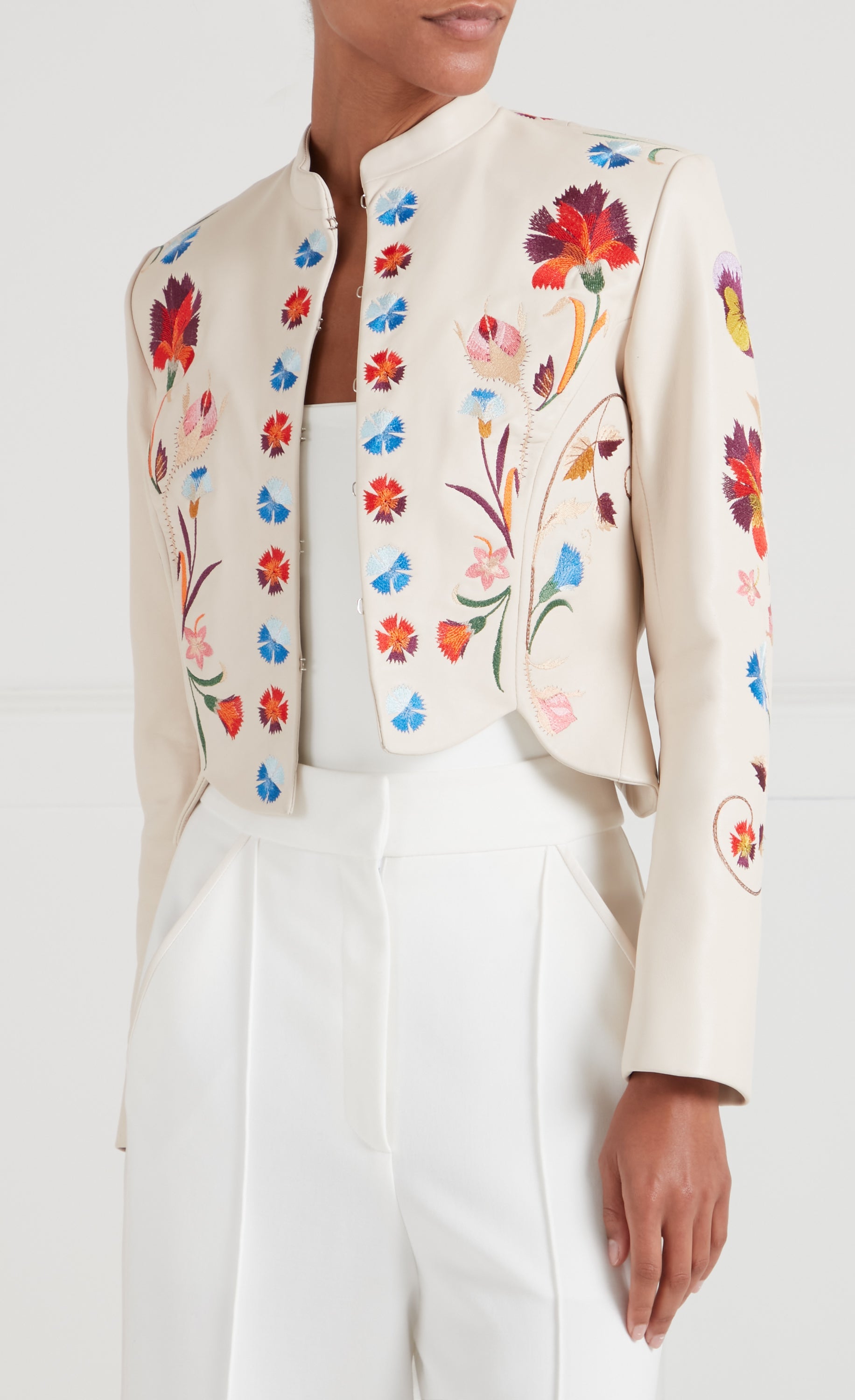 Toledo Fitted Leather Jacket - Ivory