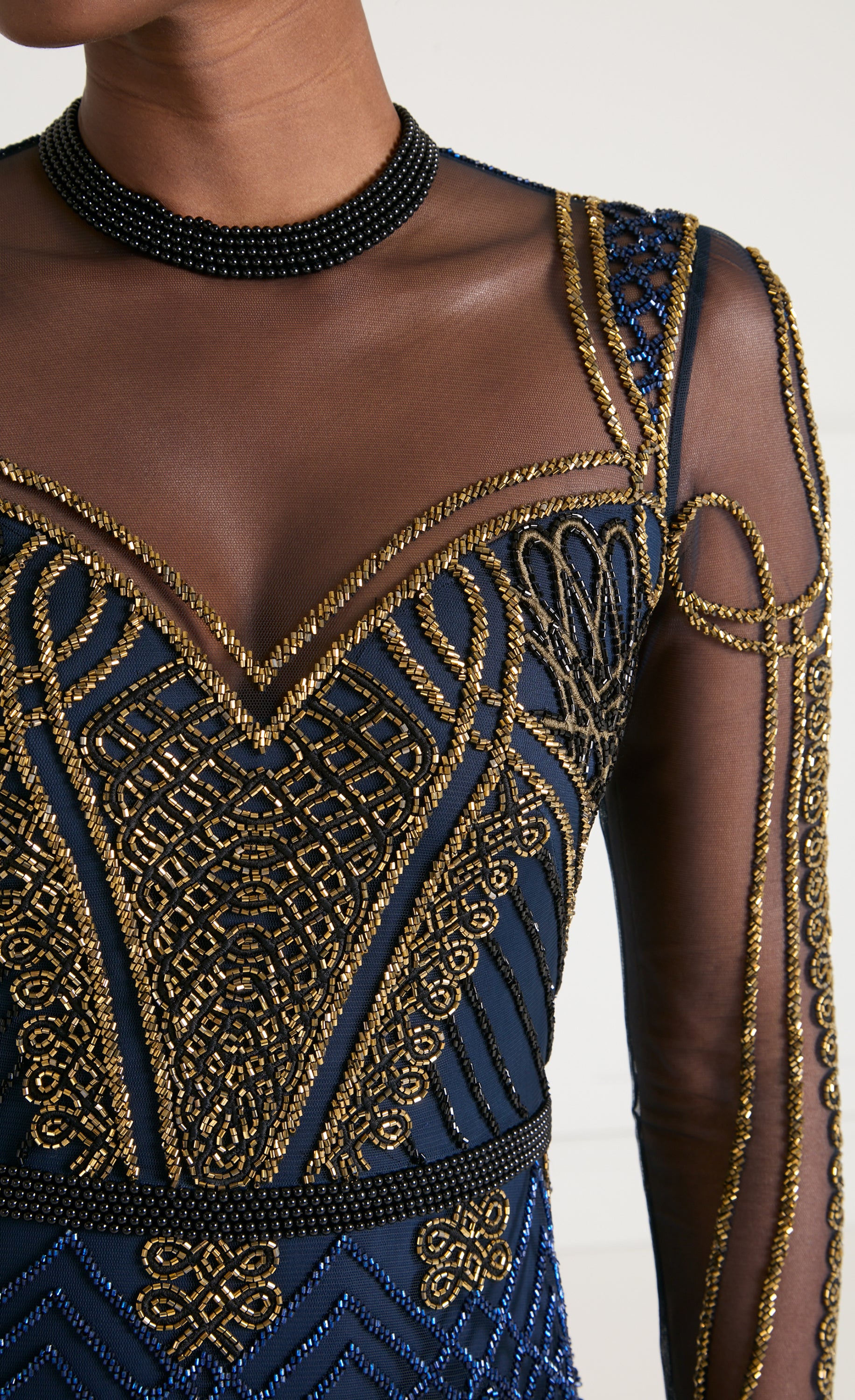 Persephone Sleeved Full-Length Gown - Sapphire Blue
