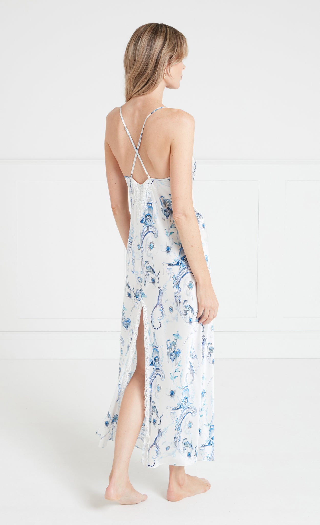 Aphrodite Slip Dress - White/Blue-Euphoria