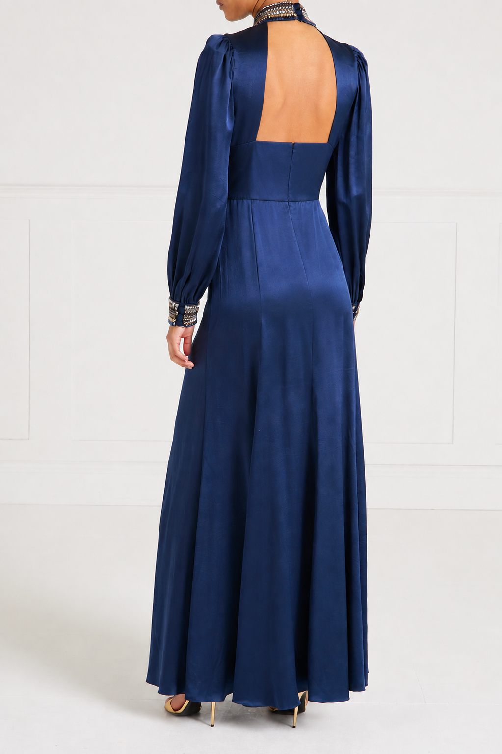 Beatrice Sleeved Gown - Sapphire Blue
