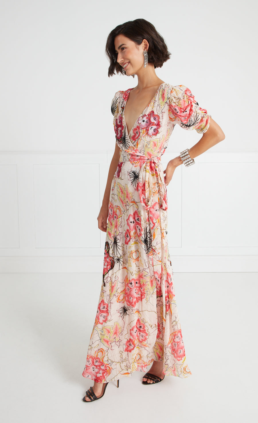 Chessie Print Wrap Dress - Rosewater