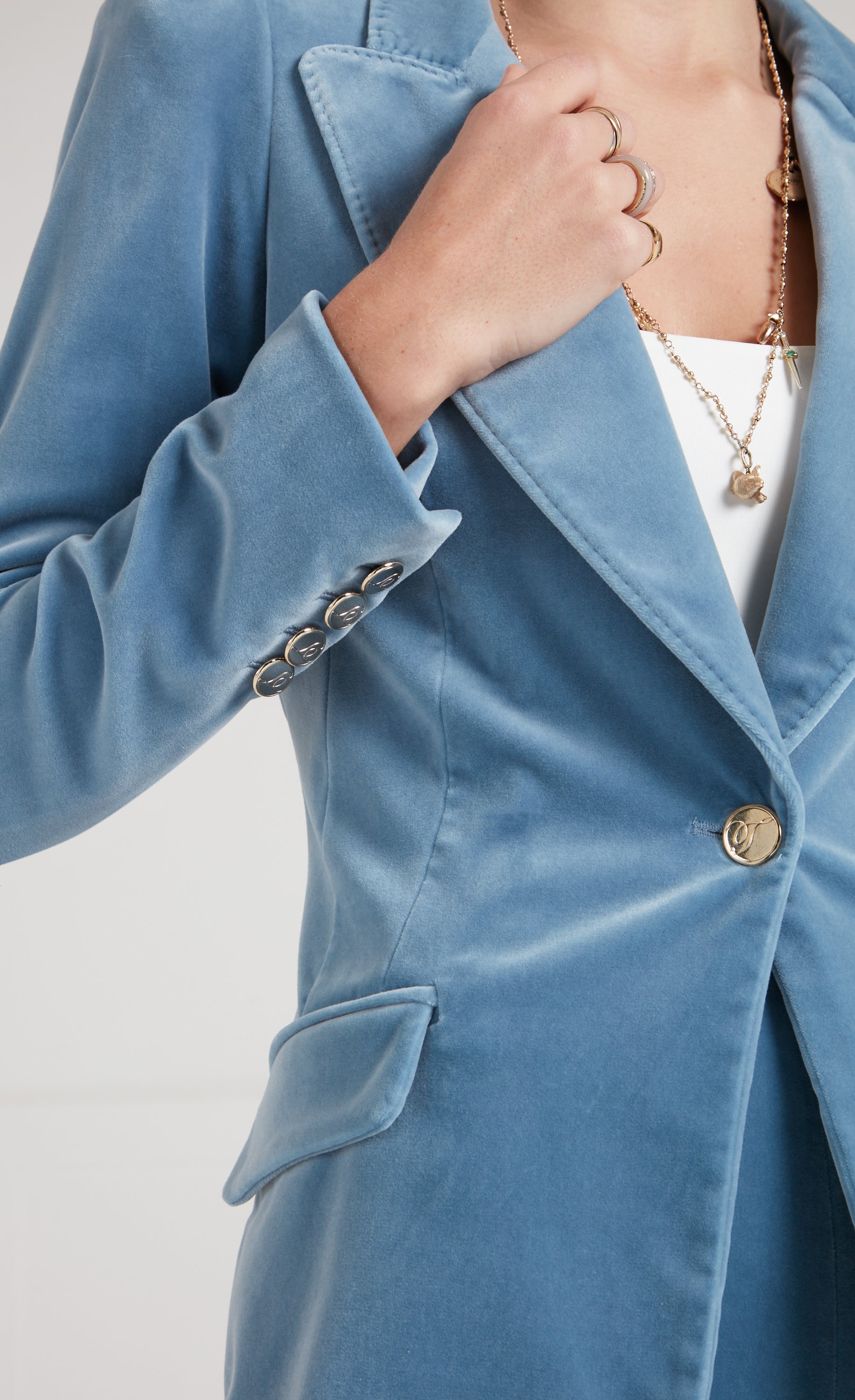 Clove Velvet Jacket - Ice Blue