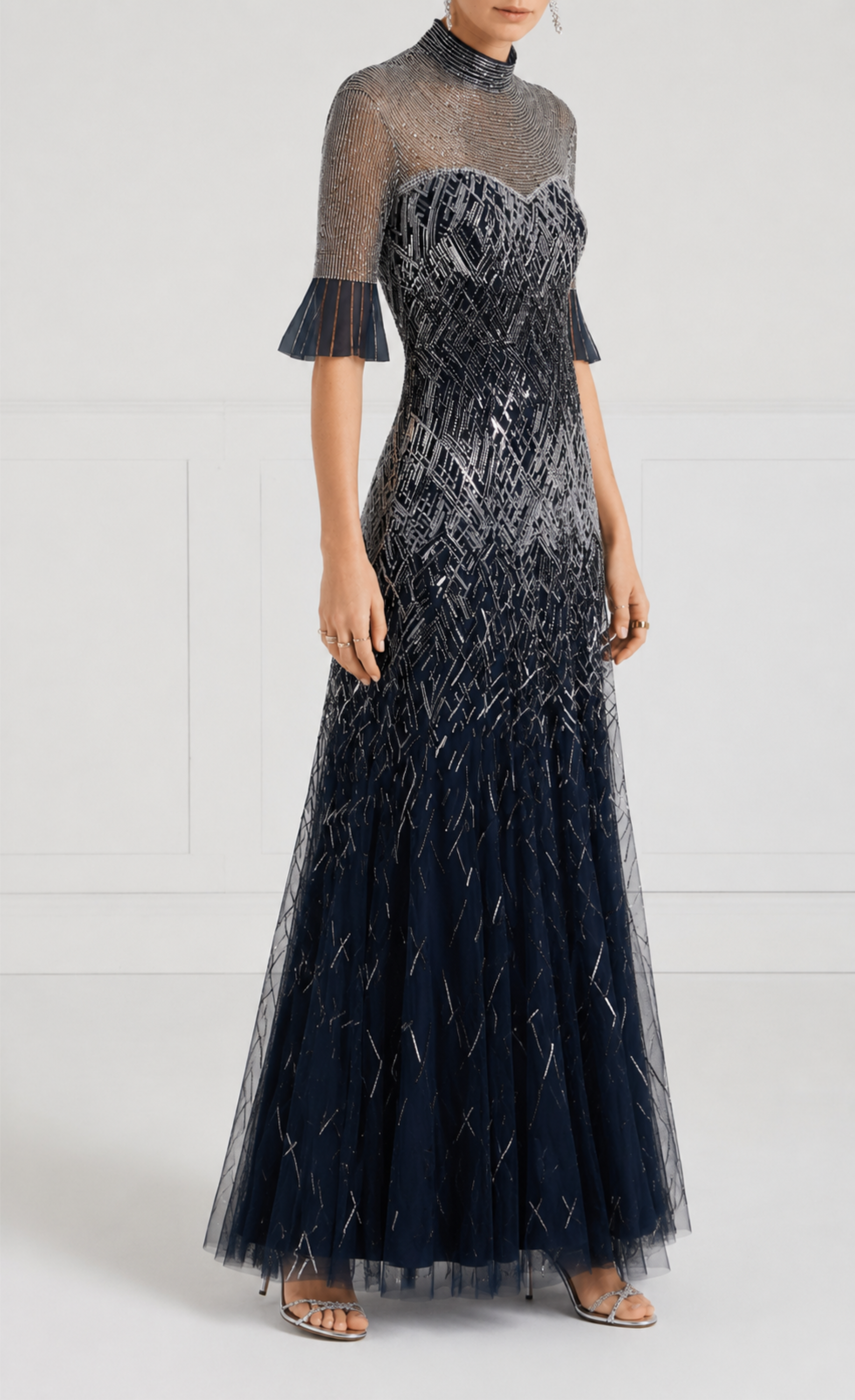 Circe Sleeved Gown - Midnight